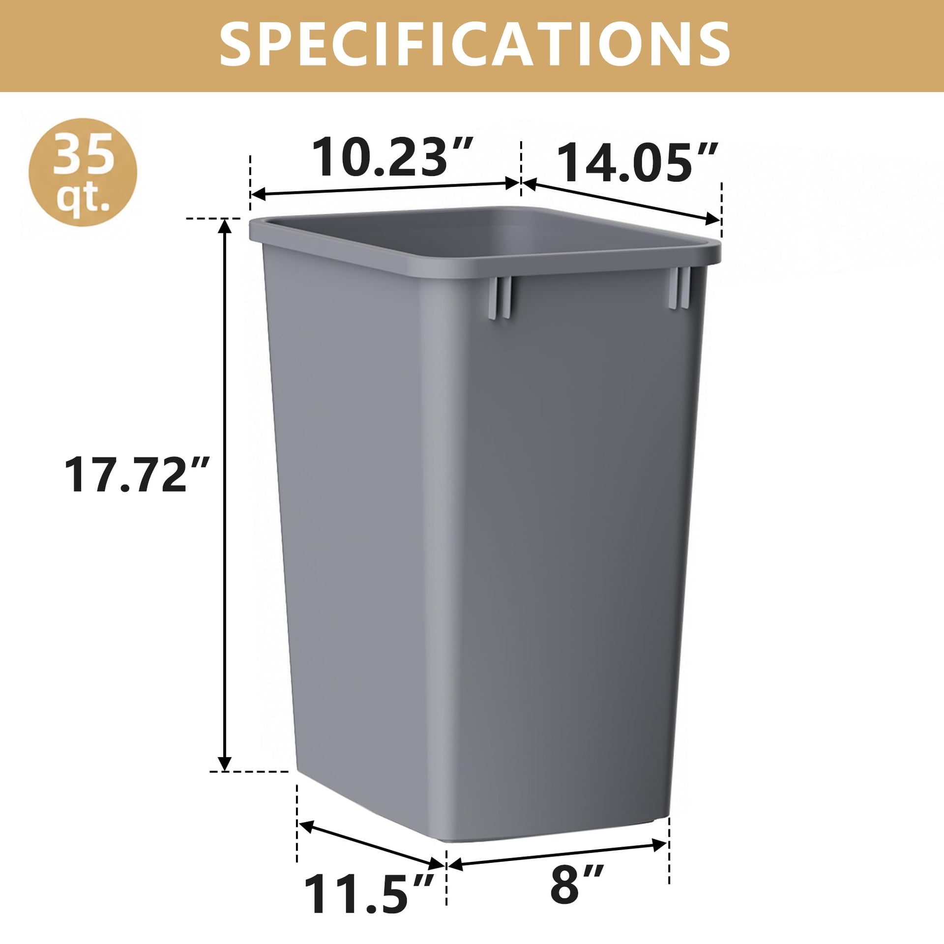 35QT Kitchen Trash Can (2 Count)