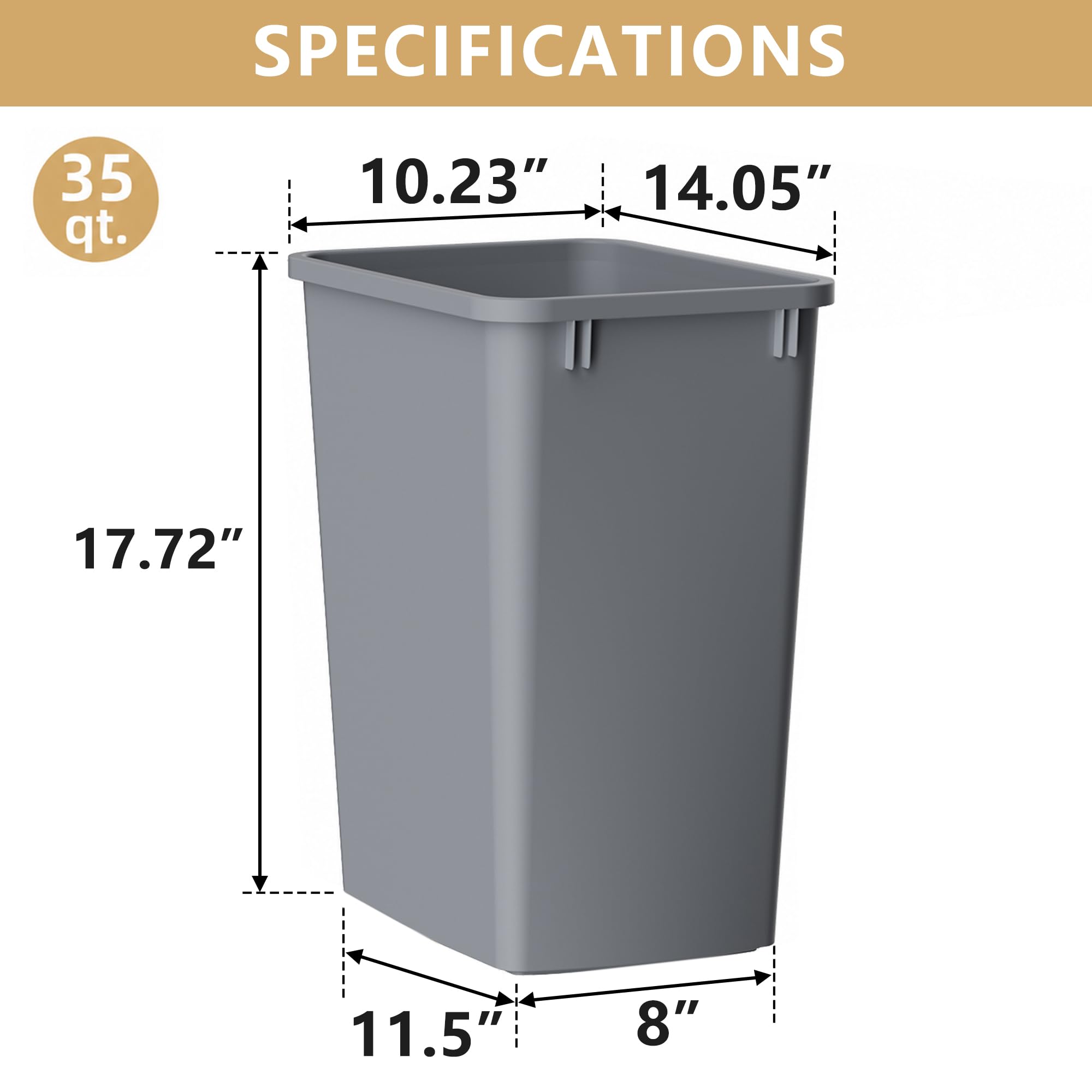 35 Quart Plastic Trash Can (4 Count)