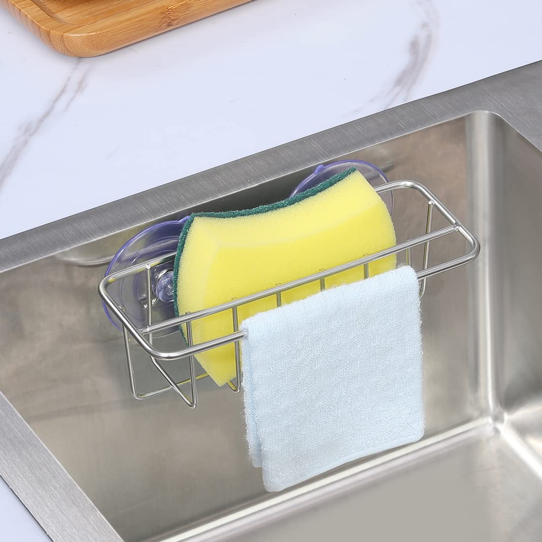 Sink Caddy Sponge Holder for Kitchen Sink Dish Cloth Hanger 2 Suspension Options