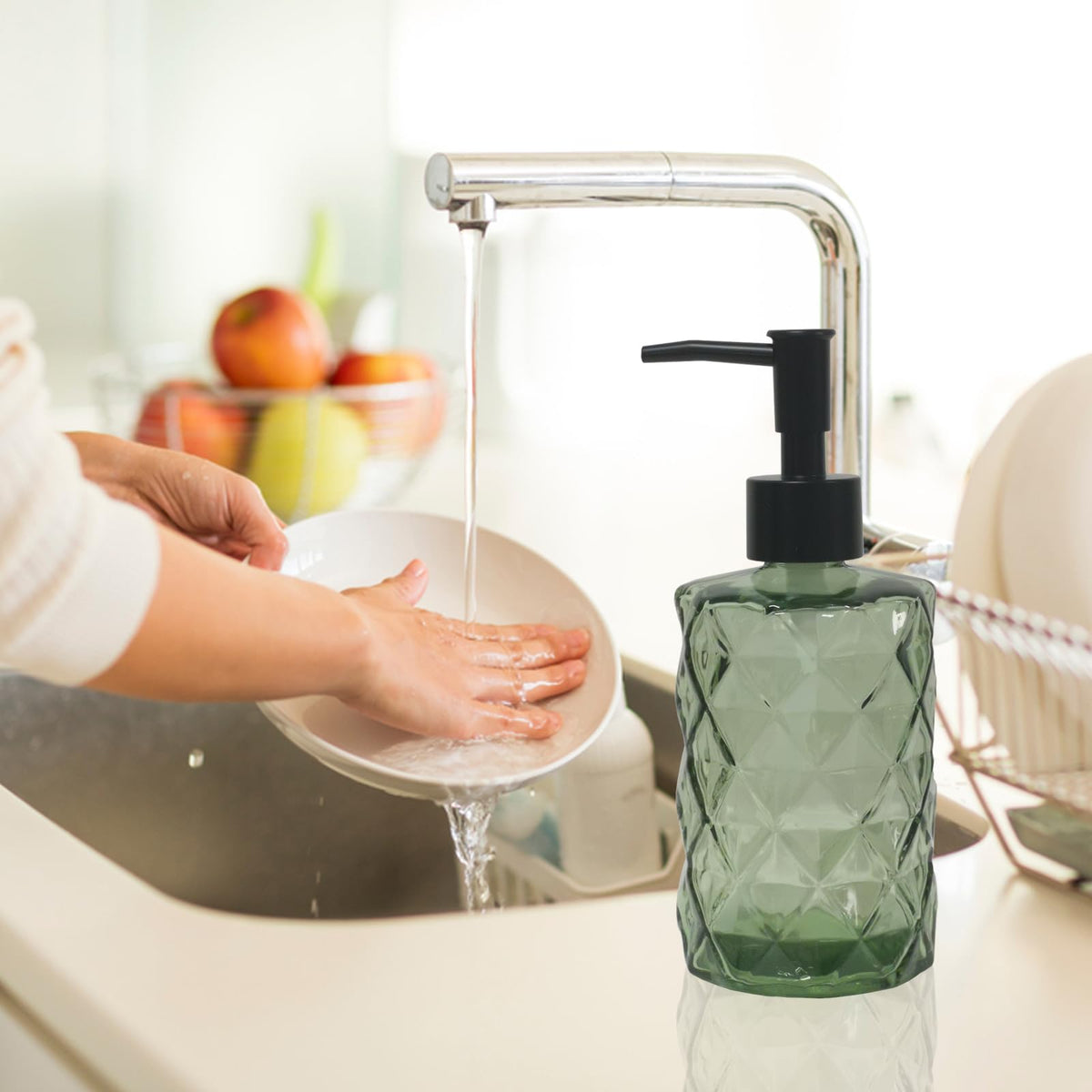 Green Glass Soap Dispenser