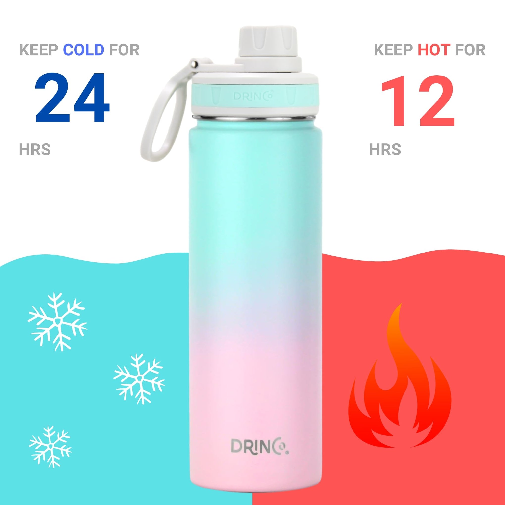 Stainless Steel Water Bottle Spout Lid Vacuum Insulated Double Wall Water Bottle Wide Mouth