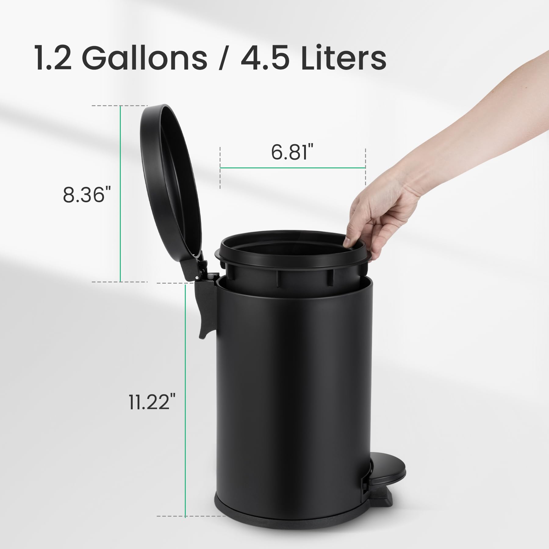 Small Round Bathroom Trash Can with Lid Soft Close