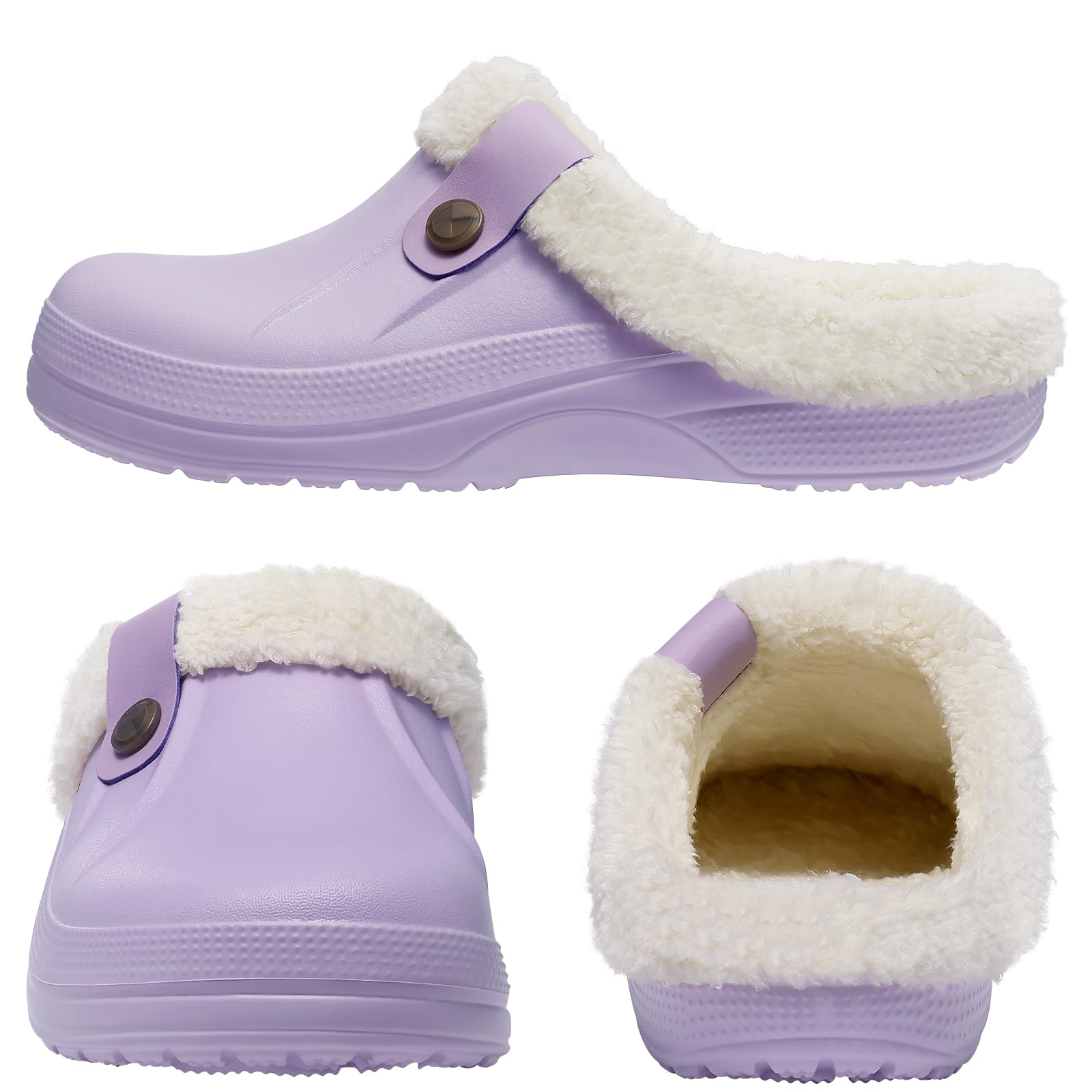 Fur Lined Clogs for Women & Men Fuzzy Slippers with Memory Foam
