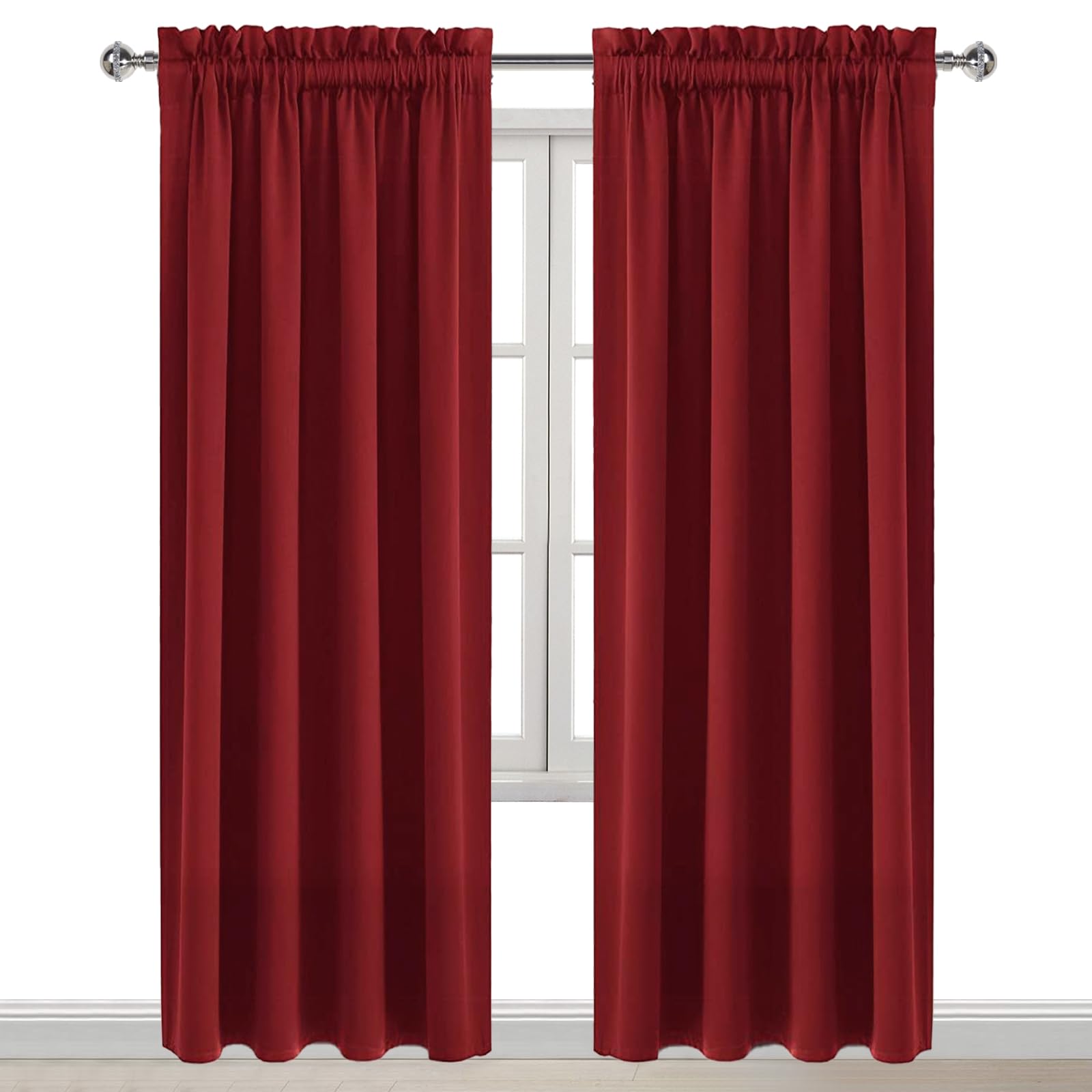 Blackout Curtains for Bedroom Living Room 52 x 84 Inch Long Burgundy (2 Count)