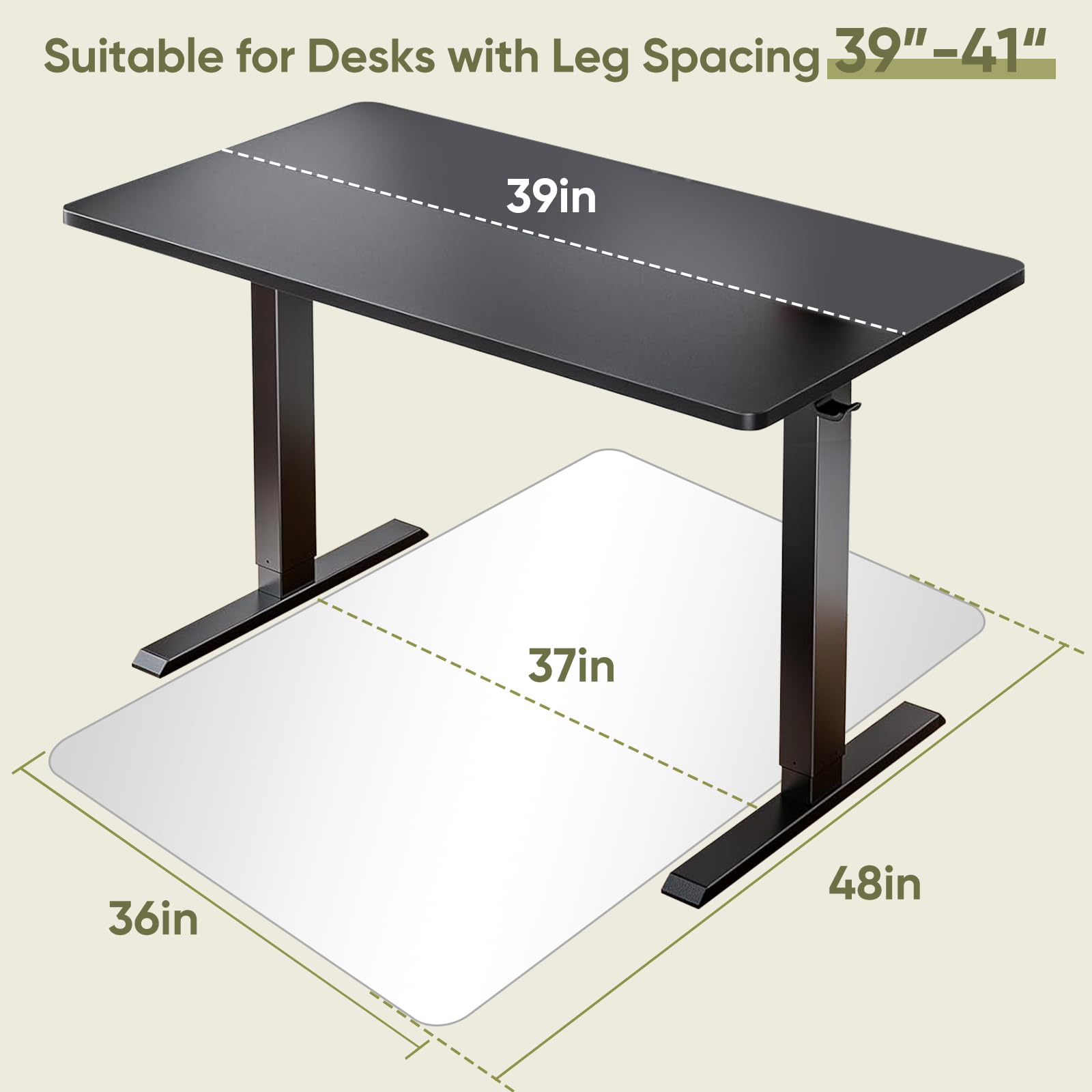 36"x48" Tempered Glass Chair Mat for Carpet & Hardwood Floors