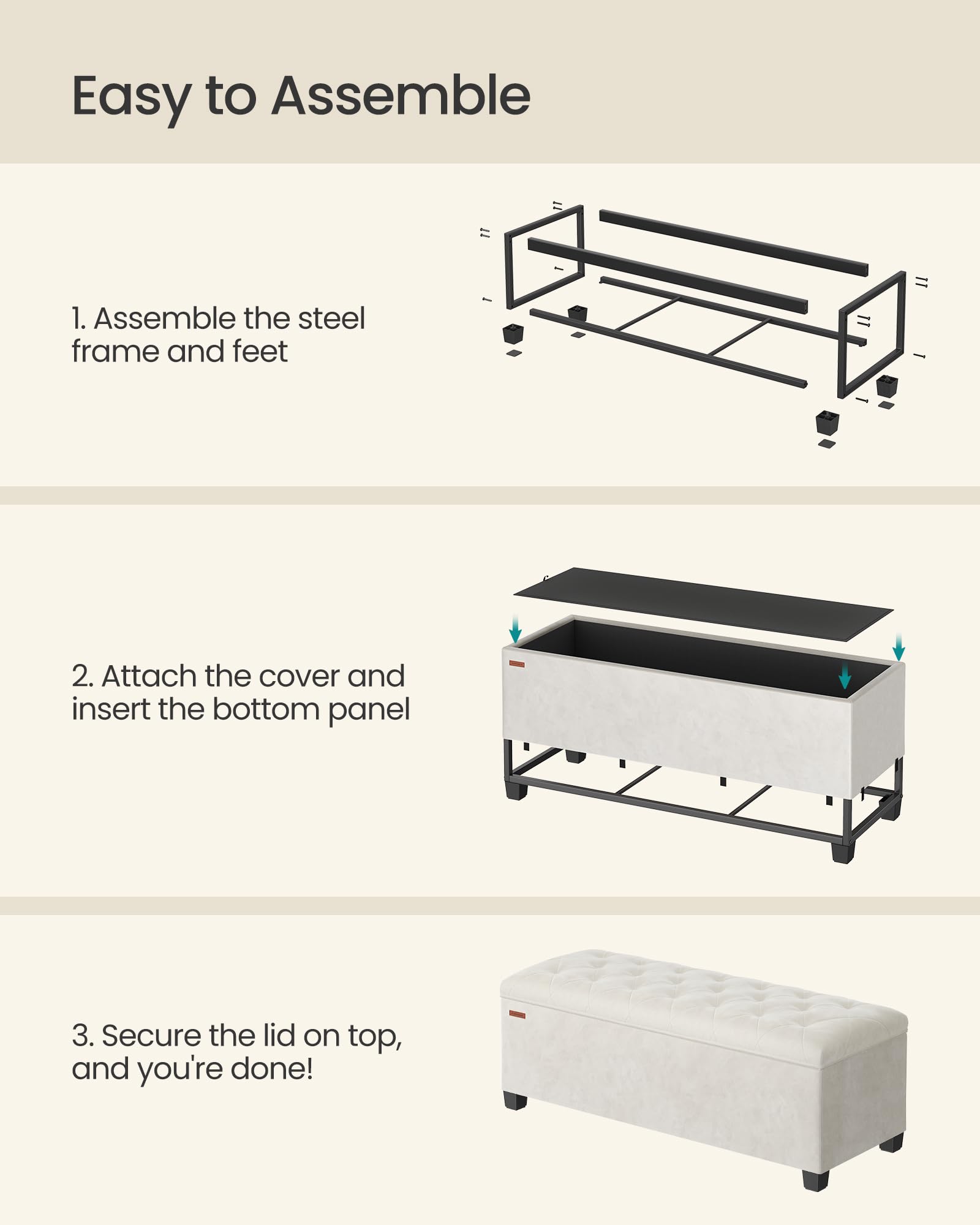 Velvet Storage Ottoman Bench