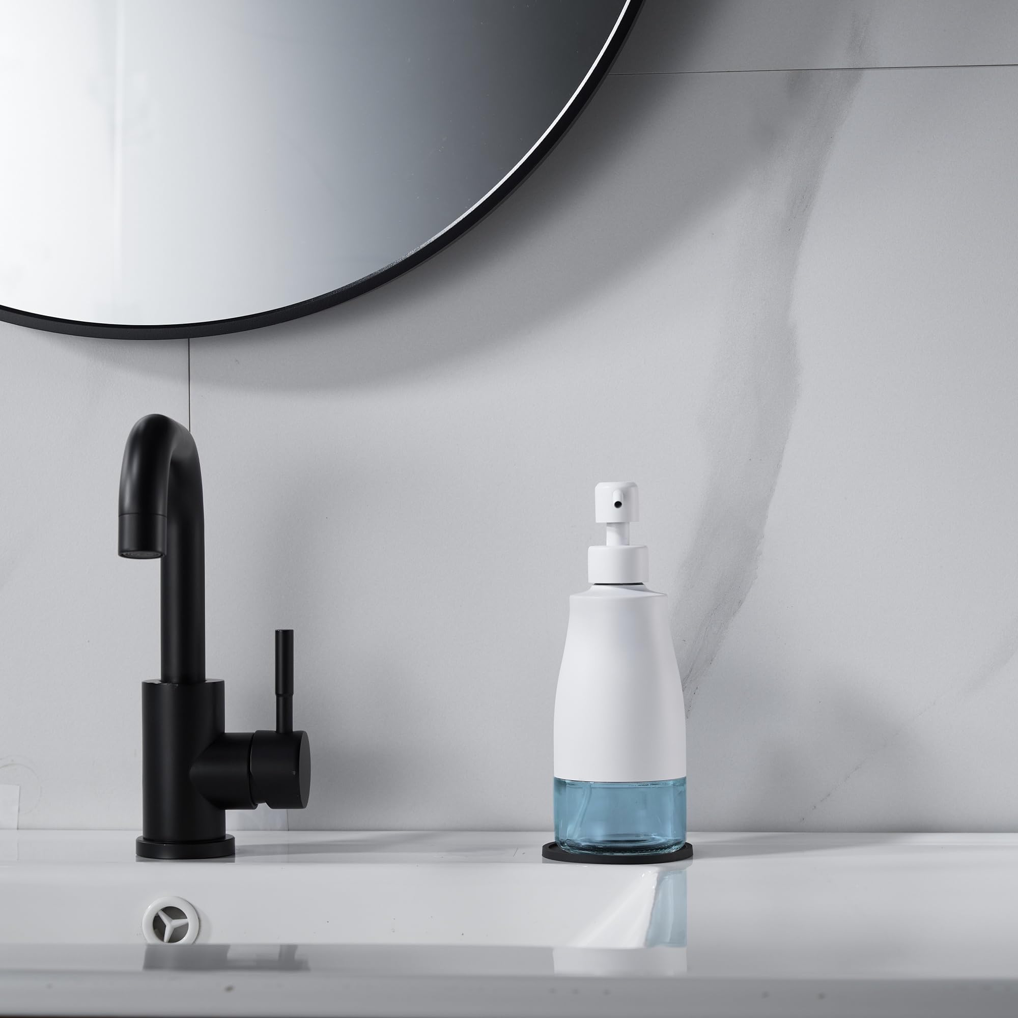 White Soap Dispenser with Coaster and Stickers