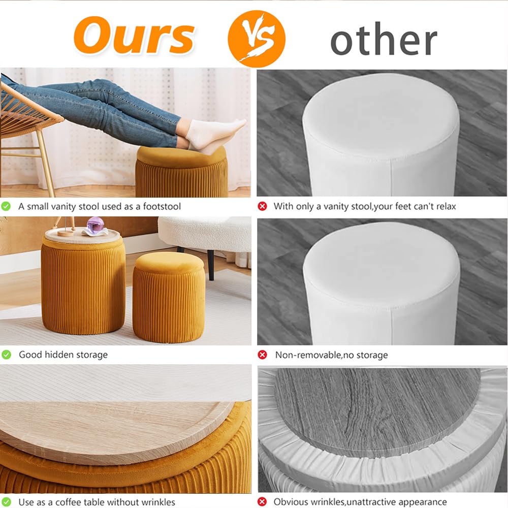 Set of 2 Round Storage Ottoman