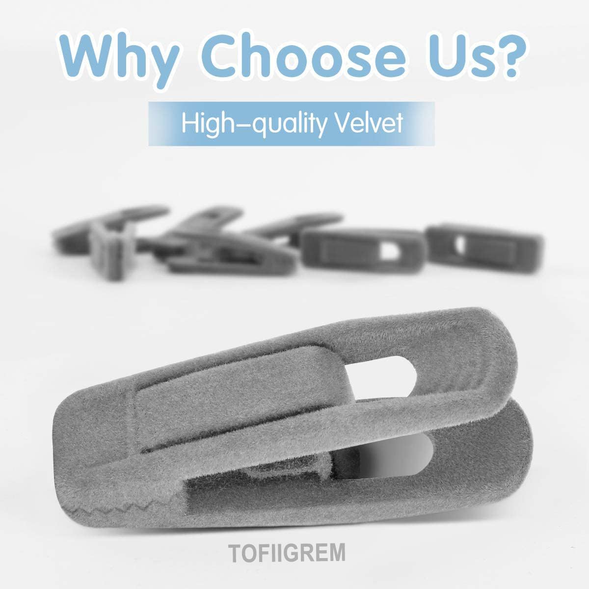Grey Velvet Clips for Velvet Hangers (20 Count)