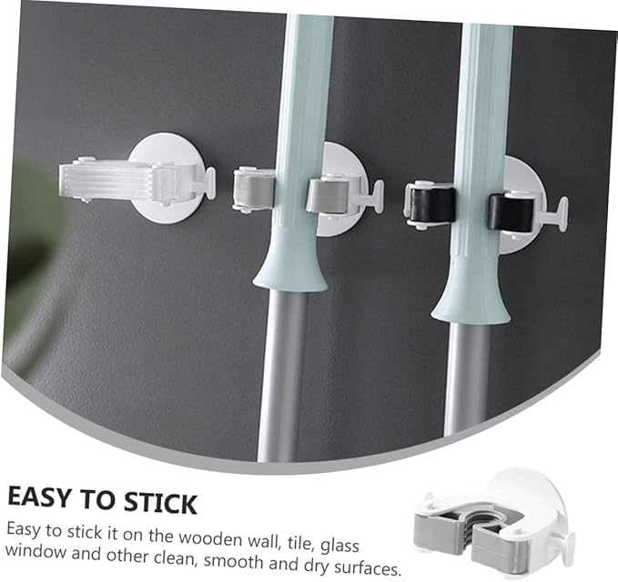 4pcs Broom Hanger Wall Mount Mop Clip Safe Material for Strong and Storage Easy Wall Installation