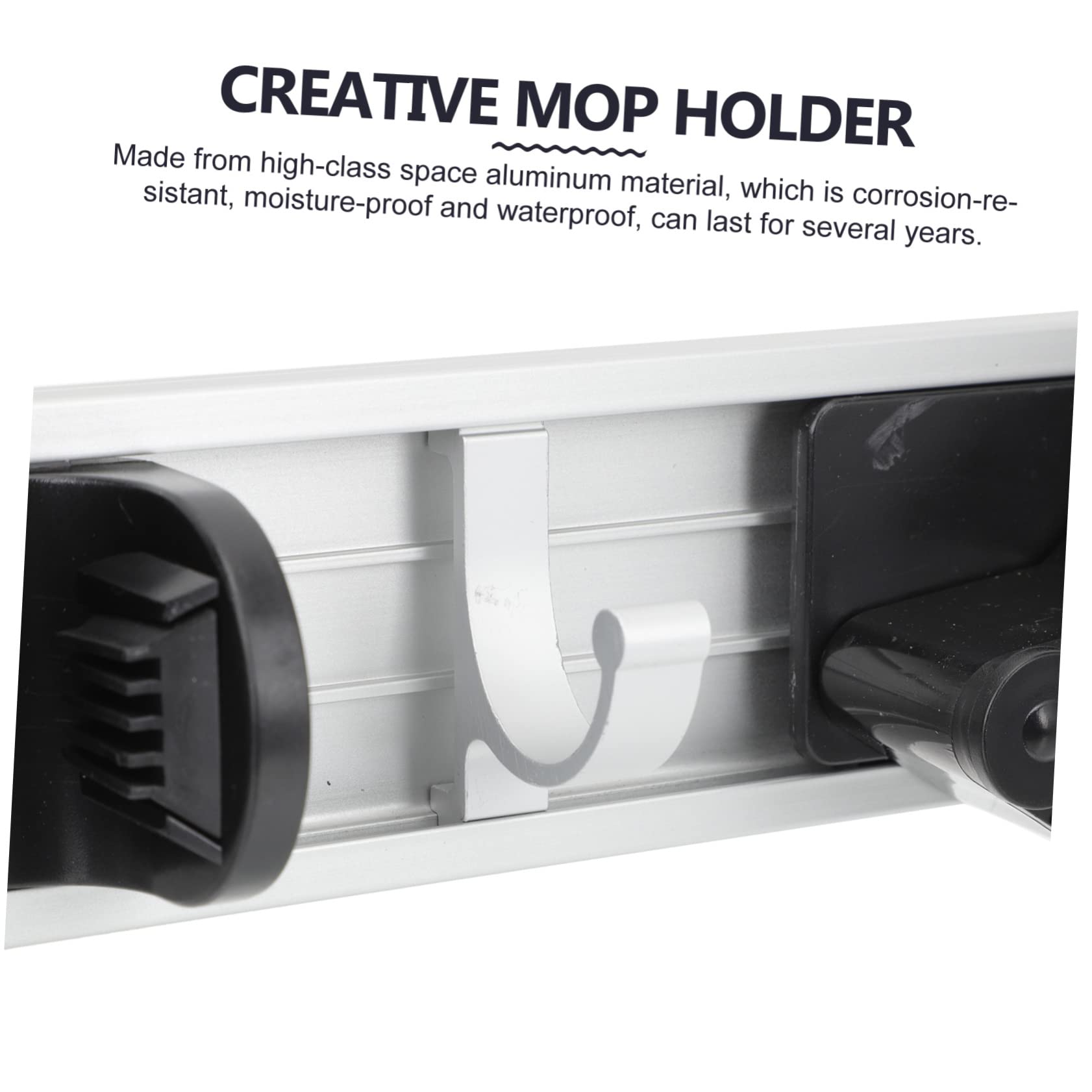 Space Aluminum Mop Hook Organizer Wall Mount Broom Gripper for Mop Garden Laundry Room