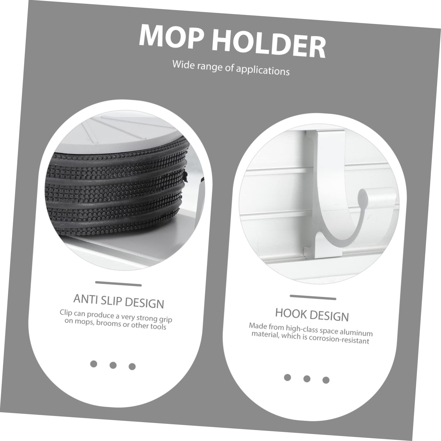 Space Aluminum Mop Holder and Broom Organizer Nail