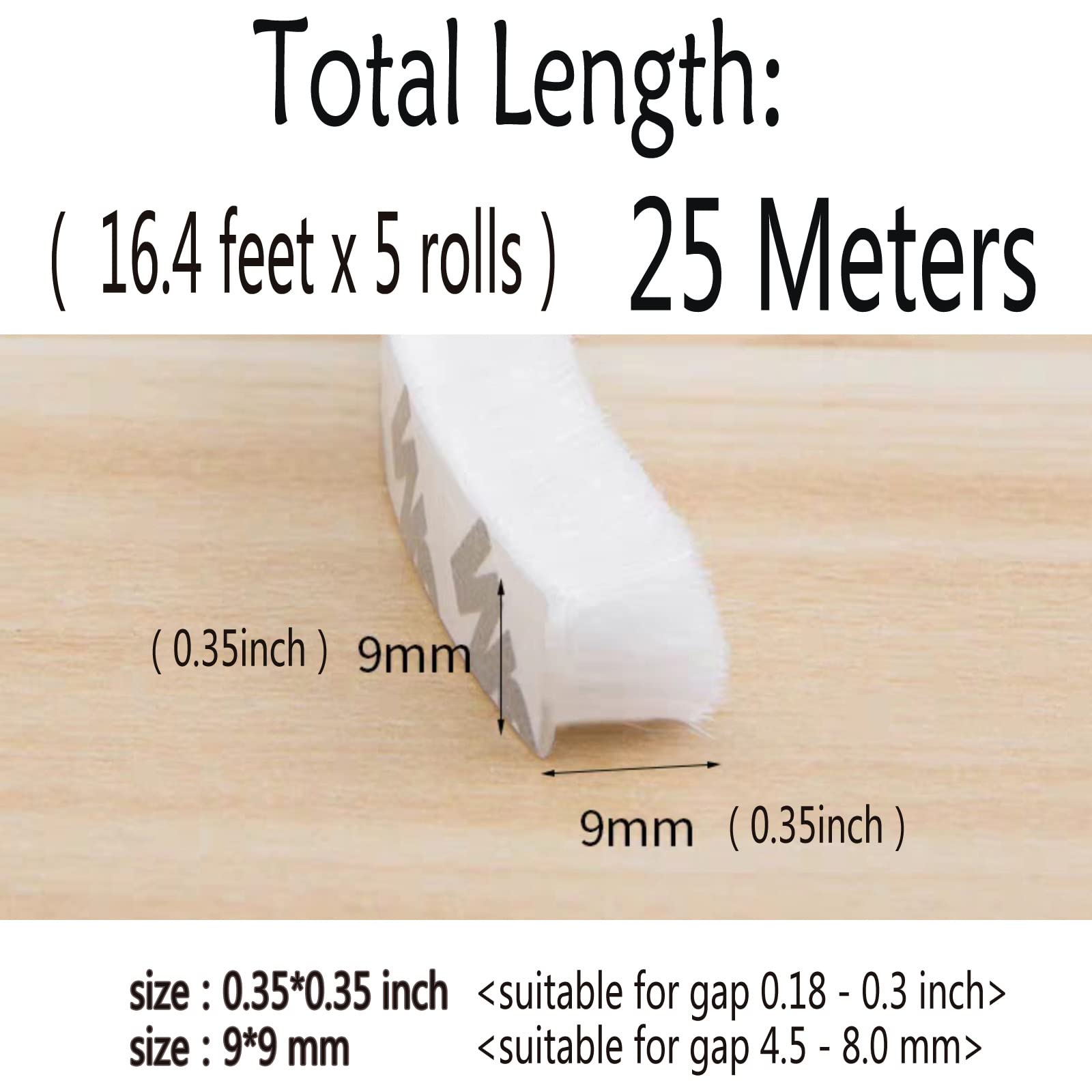 80 Ft White Weather Stripping Brush for Sliding Window