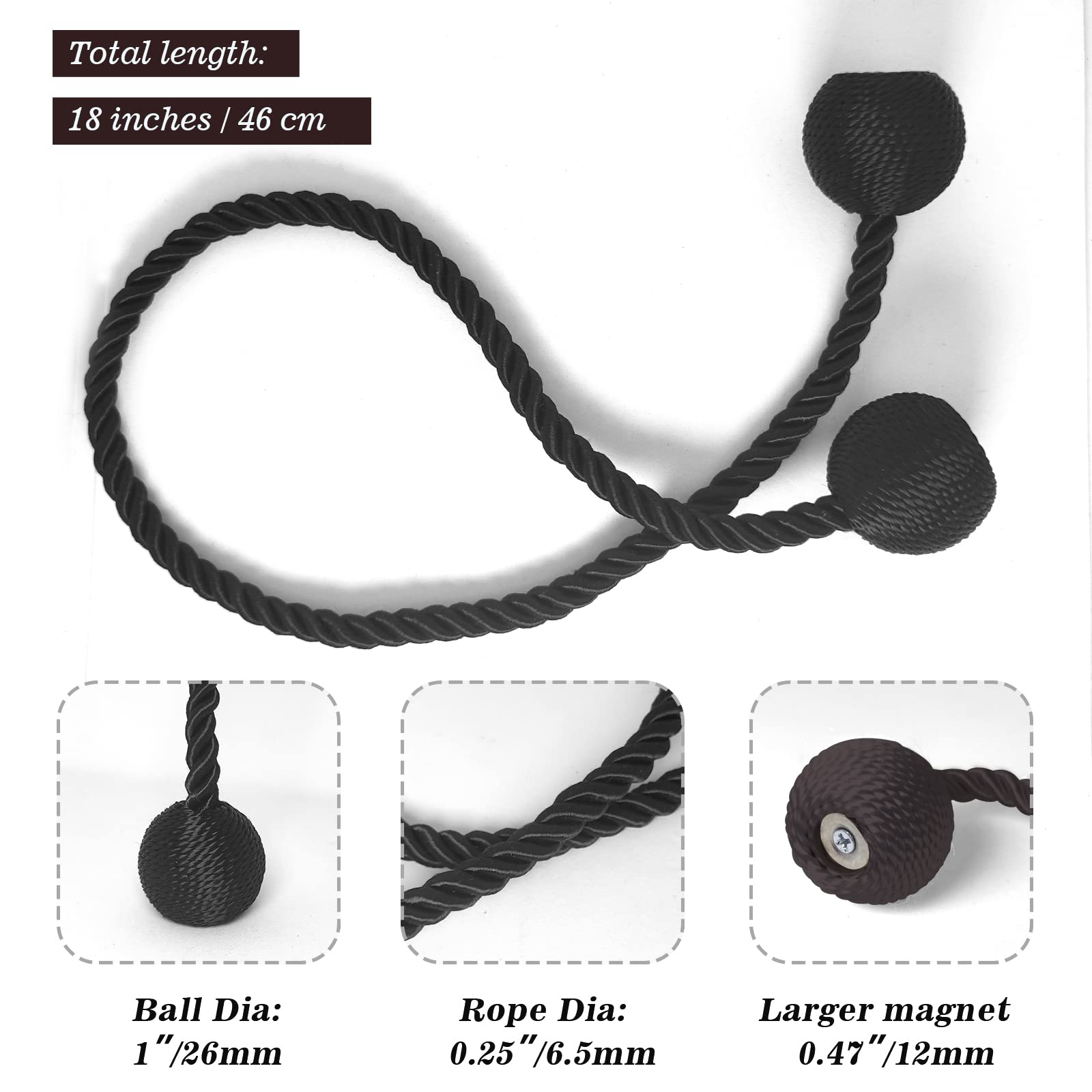 Magnetic Curtain Tiebacks 4 Pack