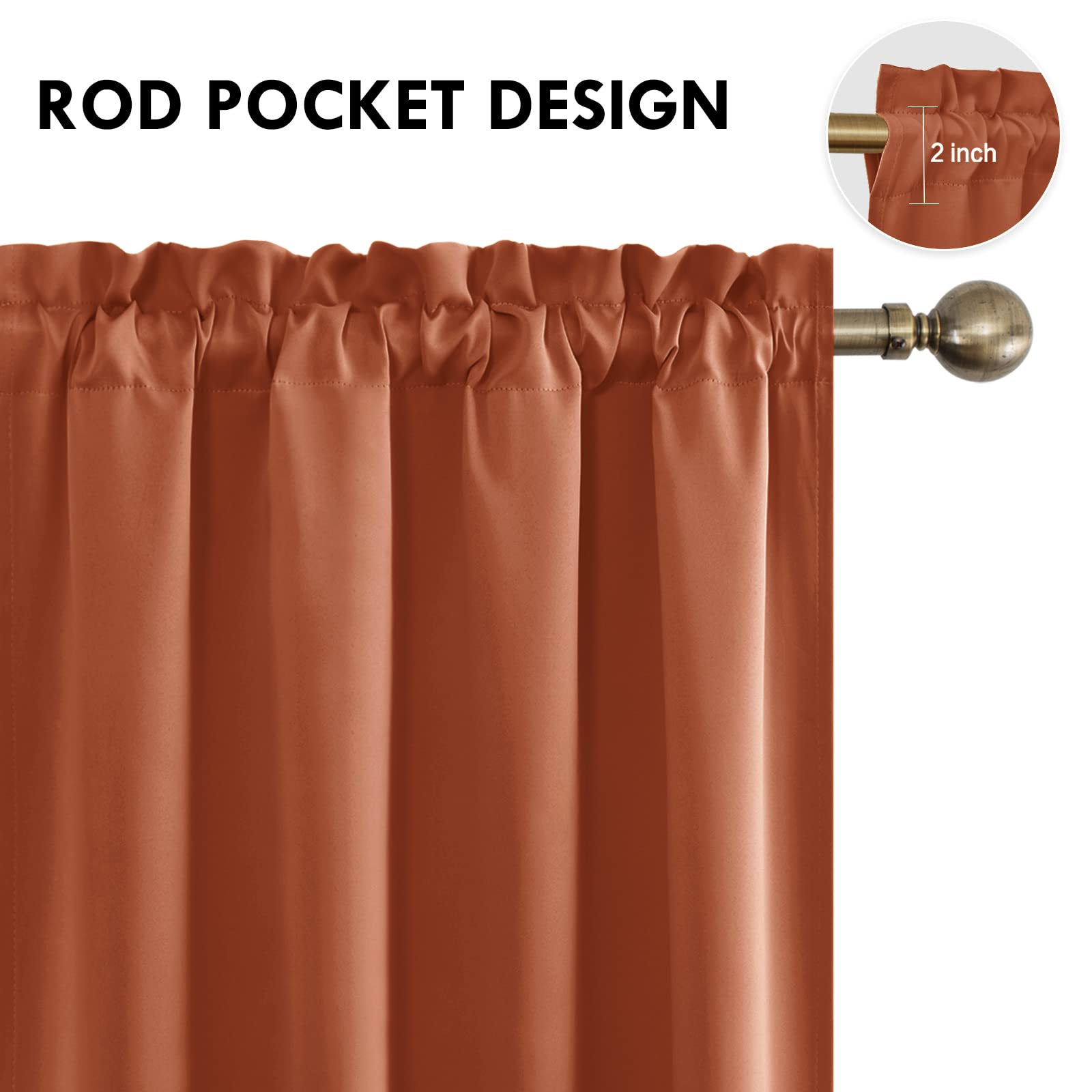 Blackout Curtains for Bedroom Living Room 52 x 45 Inch Long 2 Panels (2 Count)
