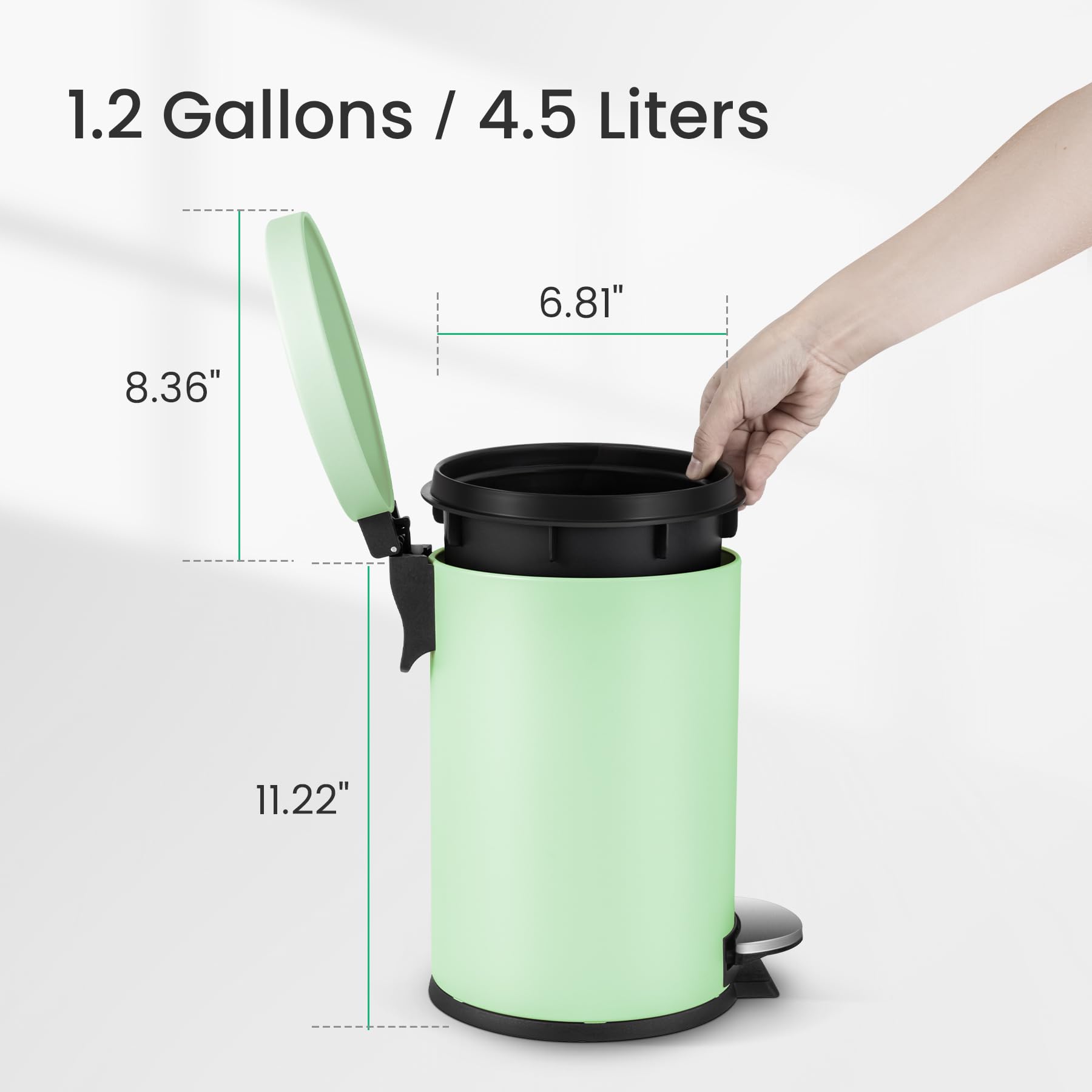 Small Round Bathroom Trash Can with Lid Soft Close