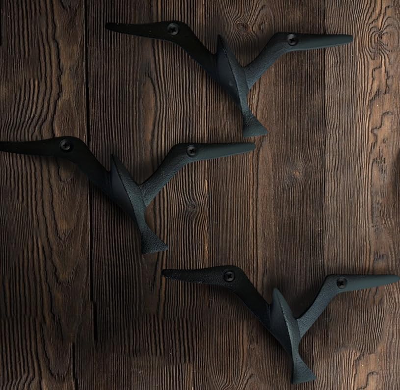 Iron Cast Decorative Gull Bird Wall Mounted Coat Hooks (3 Count)