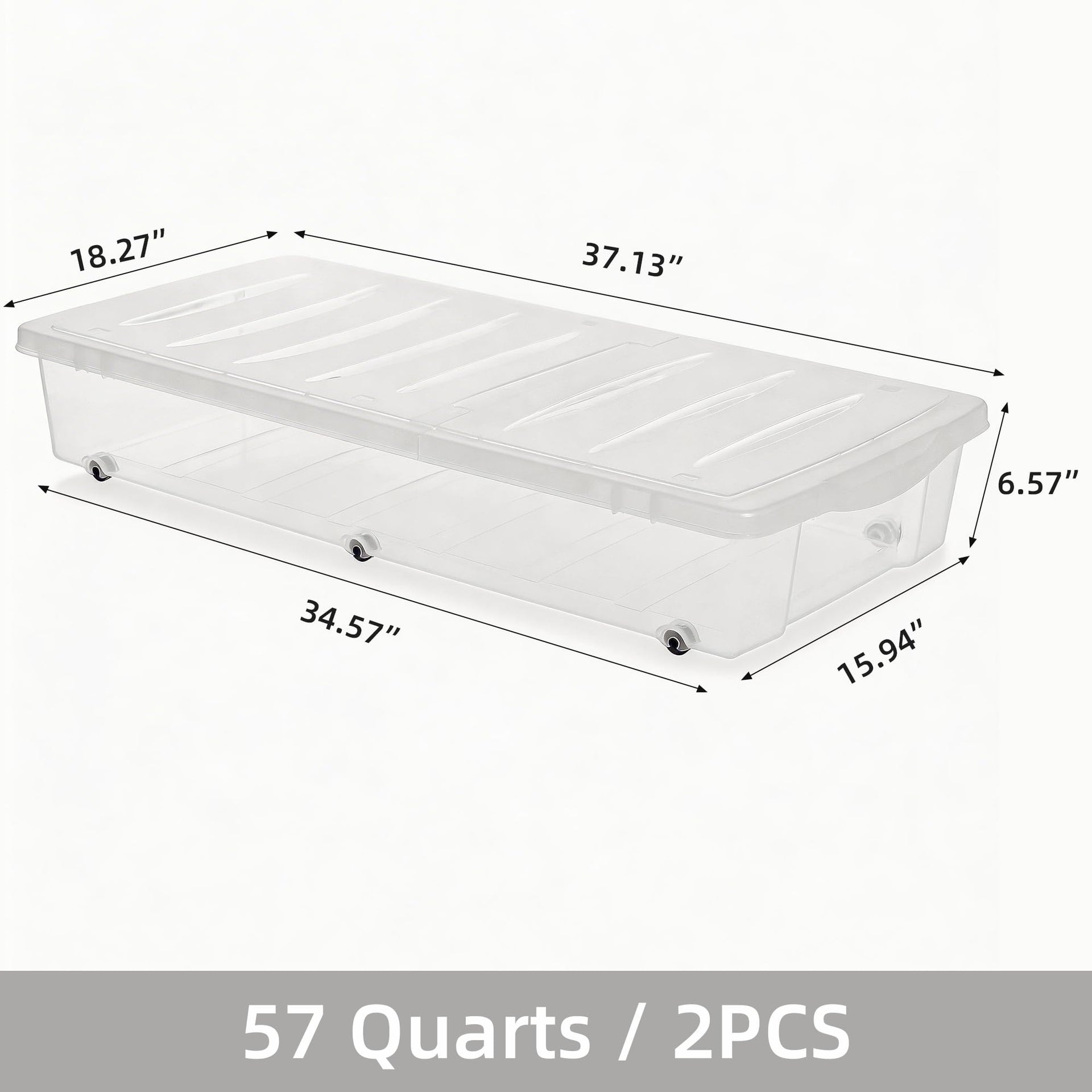 57 QT Plastic Storage Bins with Double (2 Count)