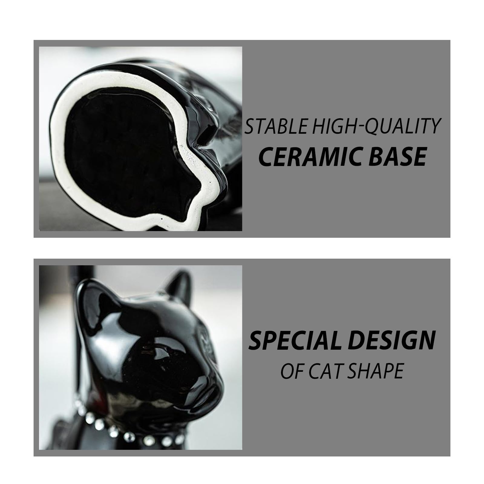 Ceramic Cat White Toilet Brush and Holder Set with Plastic Handle (2 Count)
