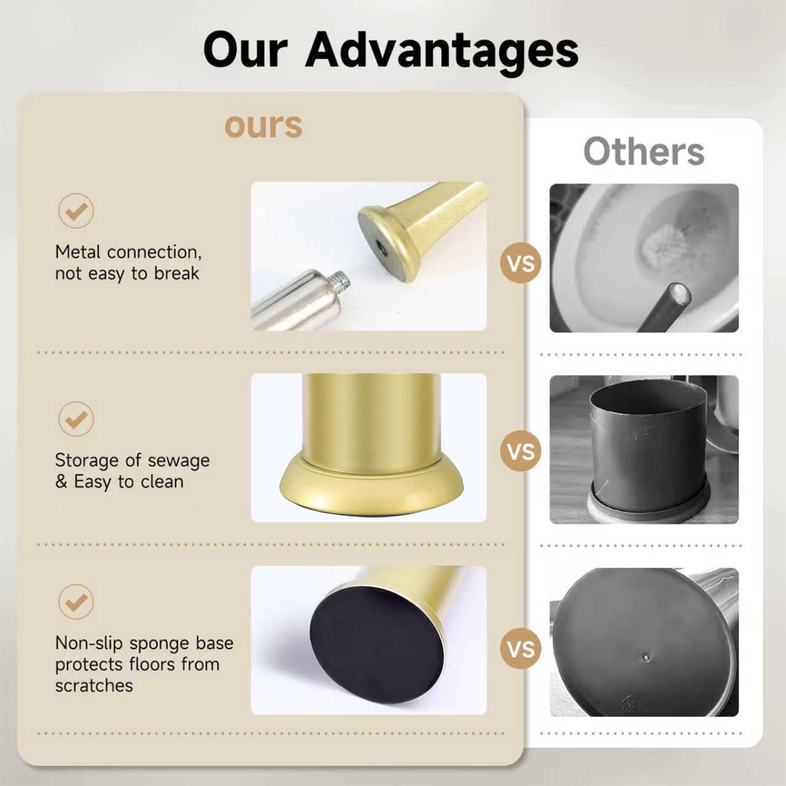 Gold Toilet Brush and Holder