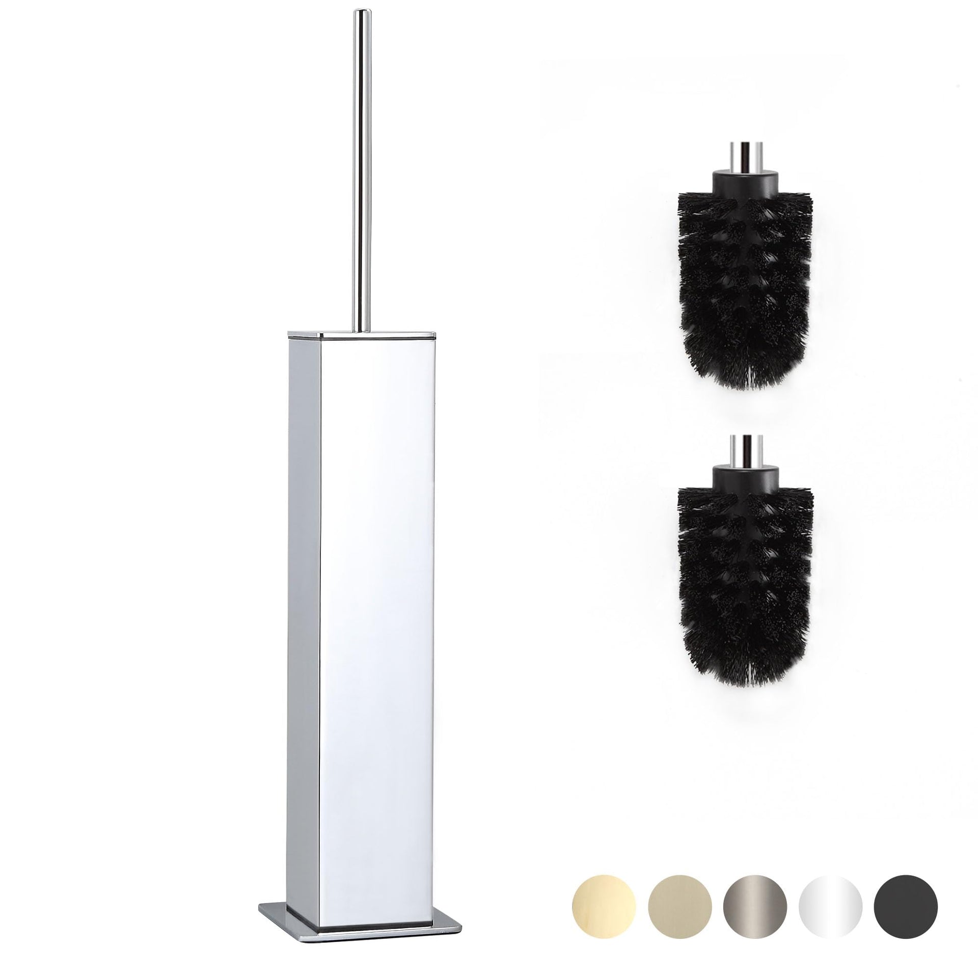 Toilet Brush and Holder Set Chrome Stainless Steel 304 Square Freestanding Toilet Brush for Bathroom