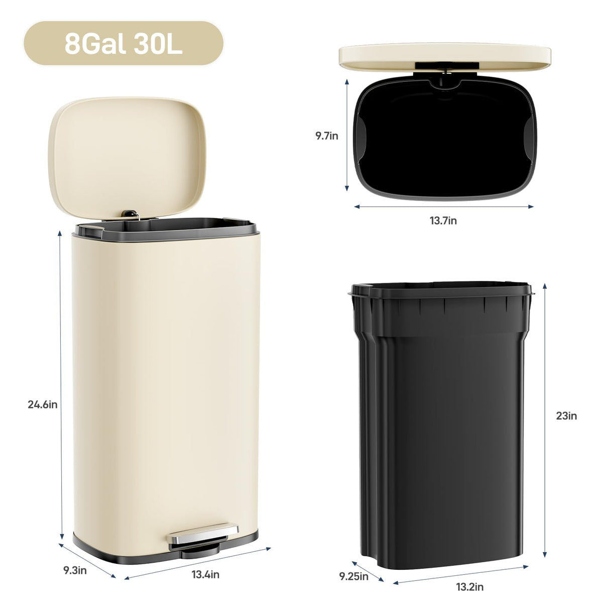 8 Gallon Step Kitchen Trash Can