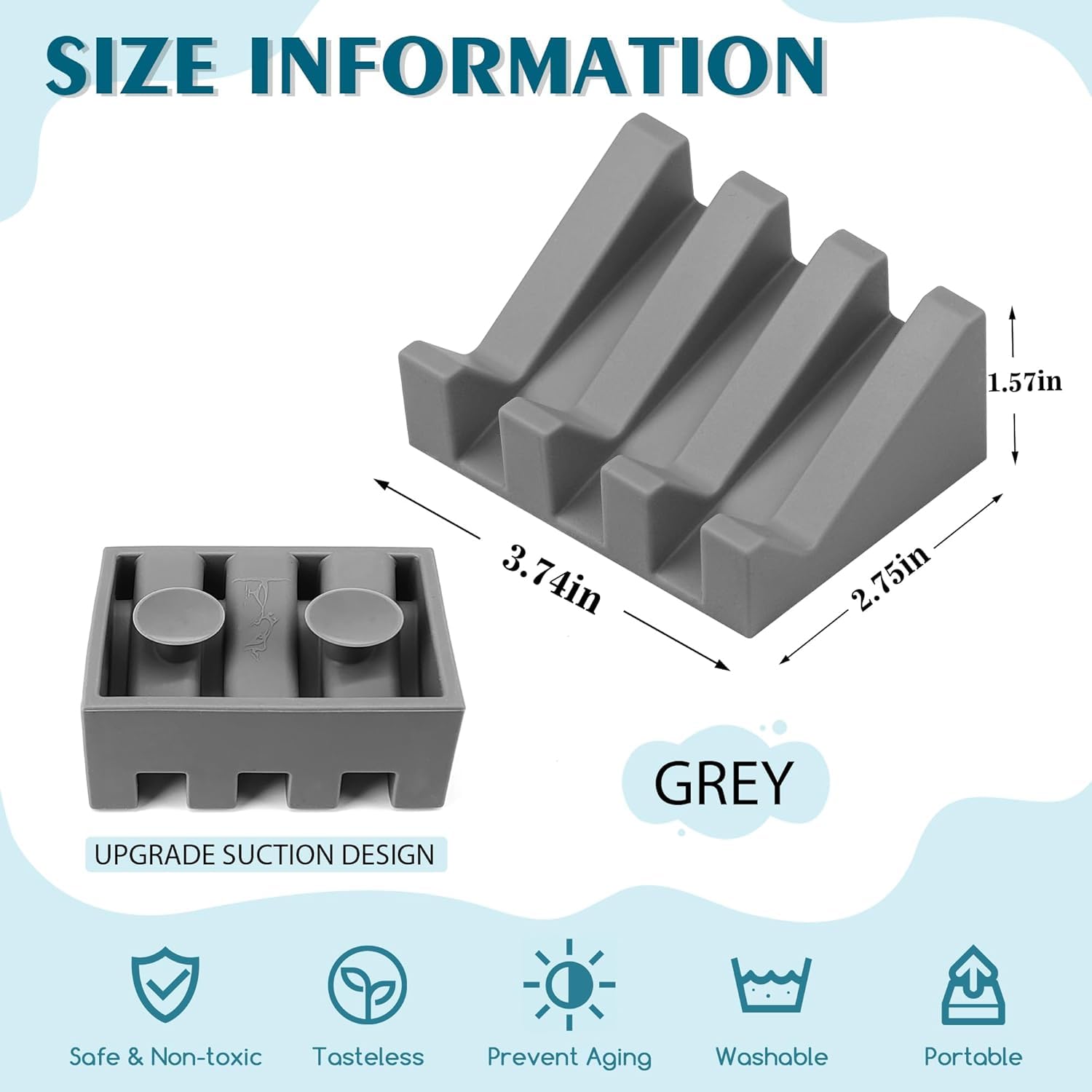 Silicone Soap Dish Self Draining with Suction Cups