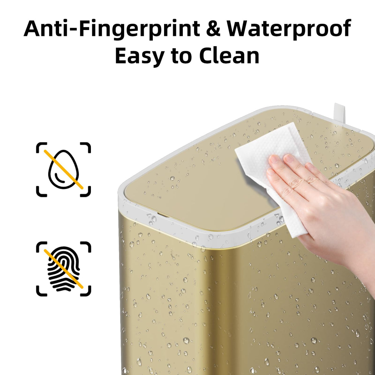 Champagne Gold Bathroom Trash Can with Lid Soft Close