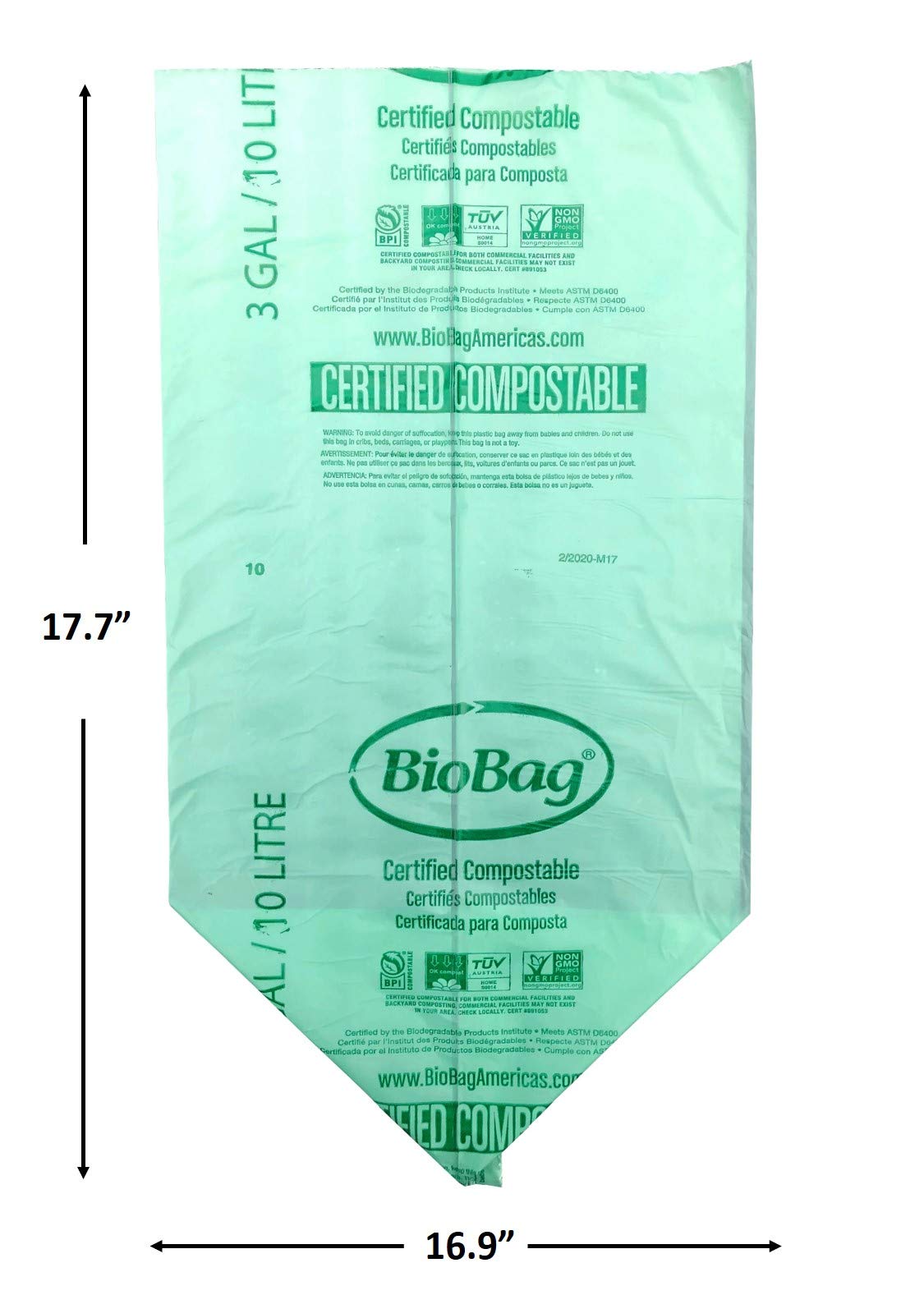 3 Gallon Compostable Food Scrap Bags by BioBag (100 Count)