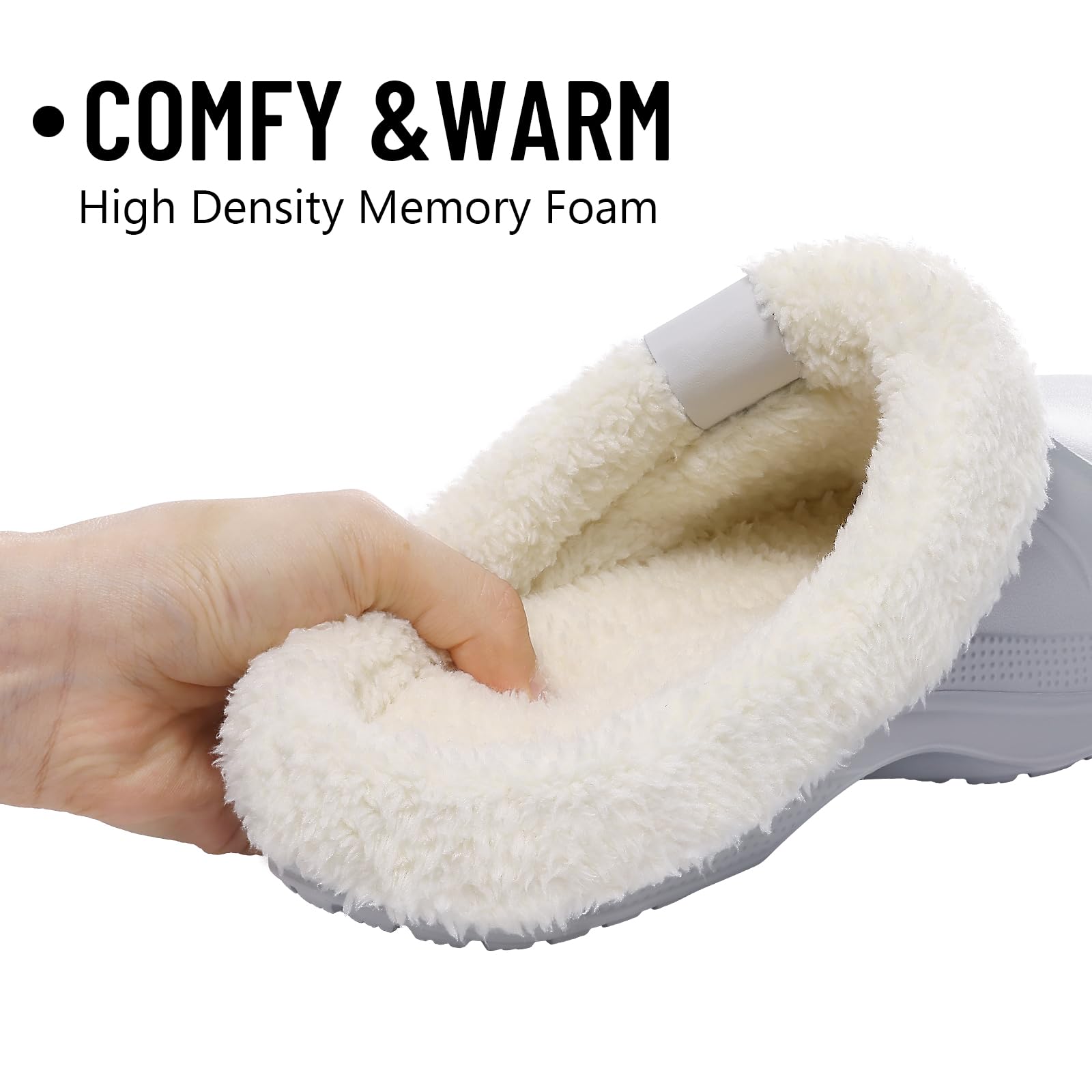 Fur Lined Clogs for Women & Men Fuzzy Slippers with Memory Foam