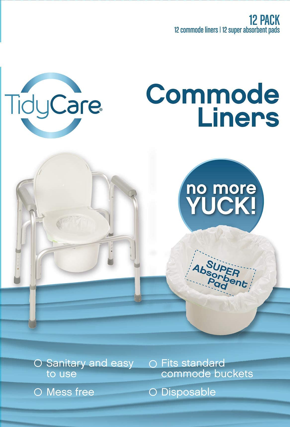 Disposable Bedside Commode Liners and Pads for Portable Toilet Chair Seat Bucket and Bedpan (24 Count)