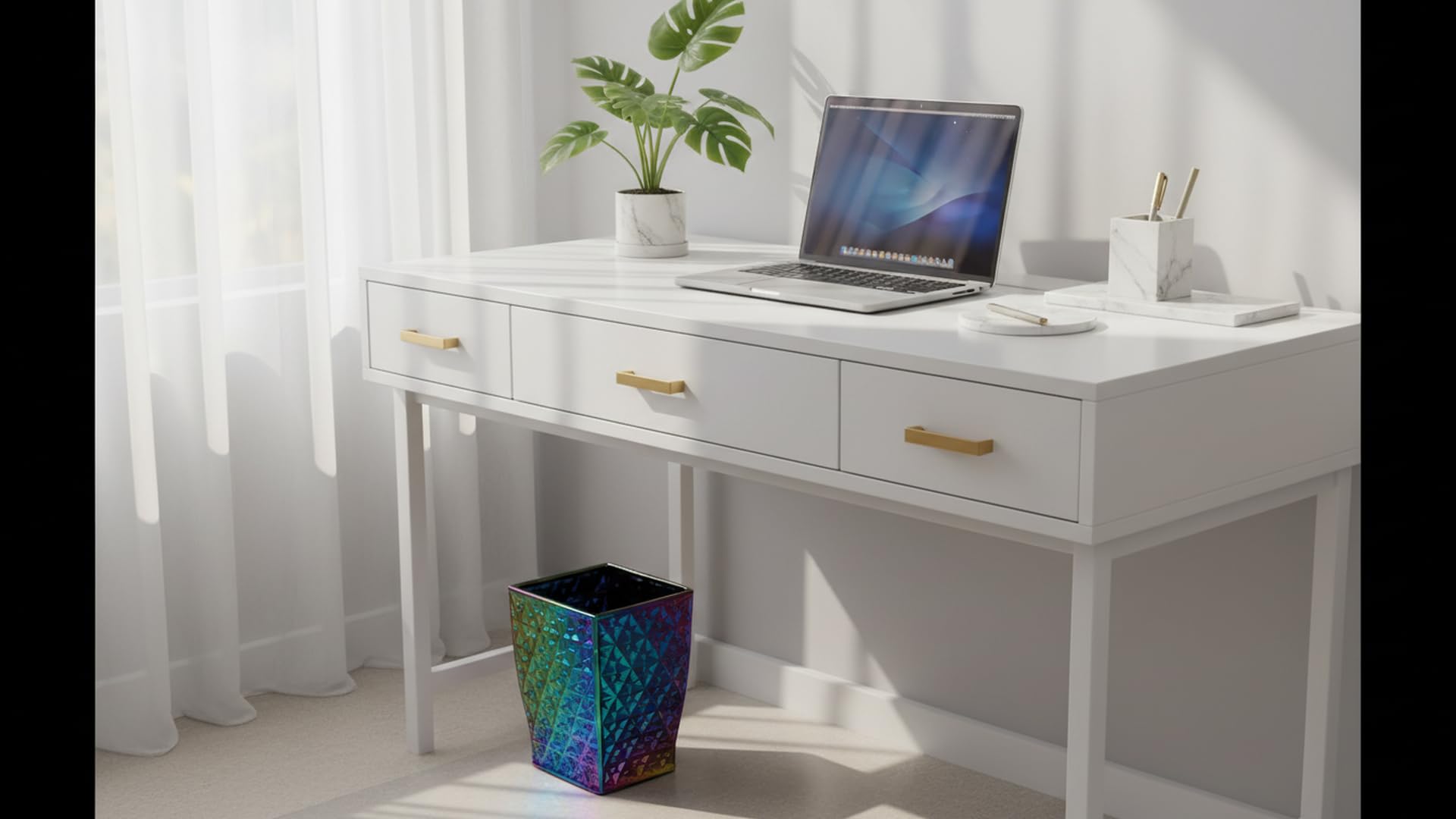 Colorful Bathroom Trash Can Small Wastebasket