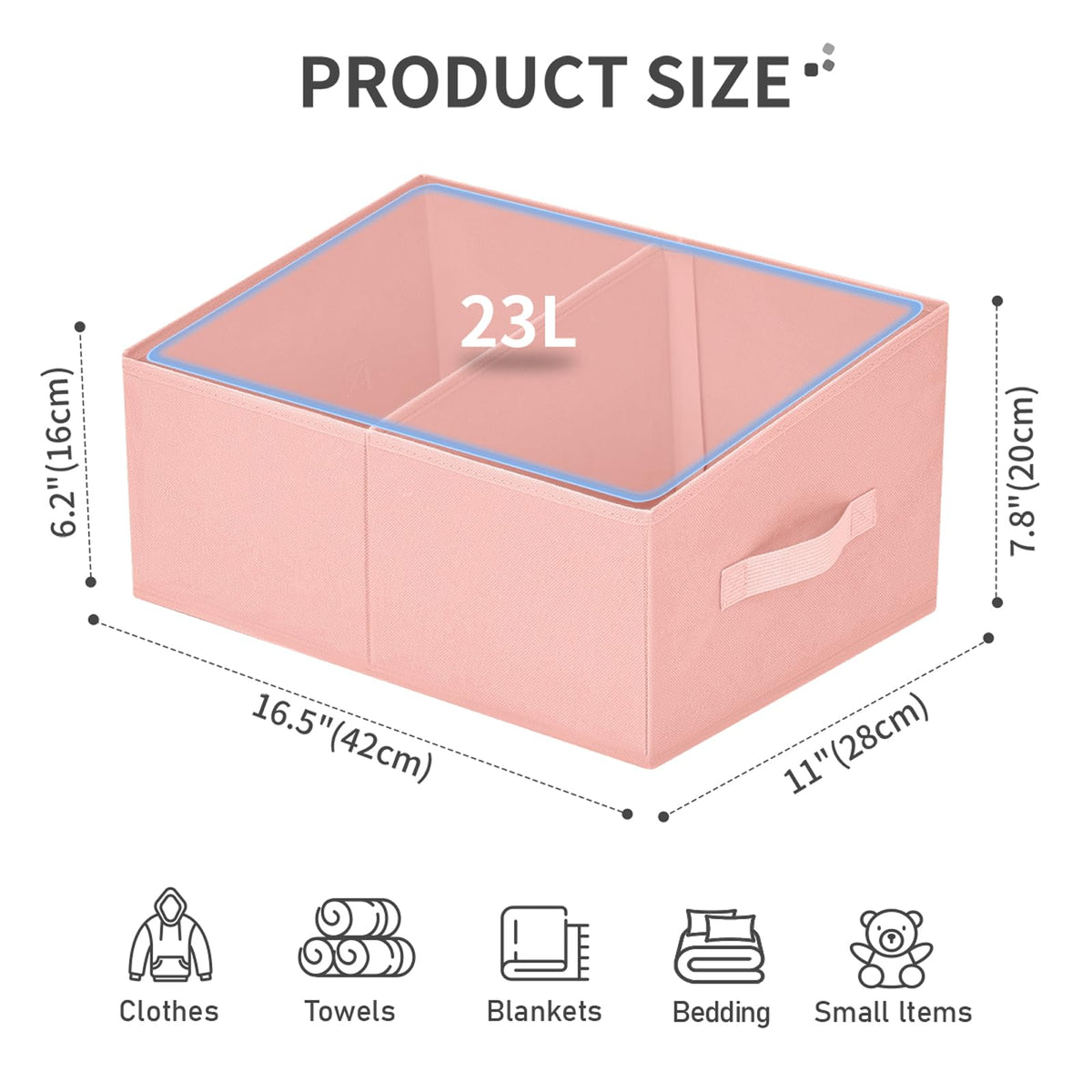 Large Closet Shelf Organizer Bins 6 Packs with Handles and Divider (6 Count)