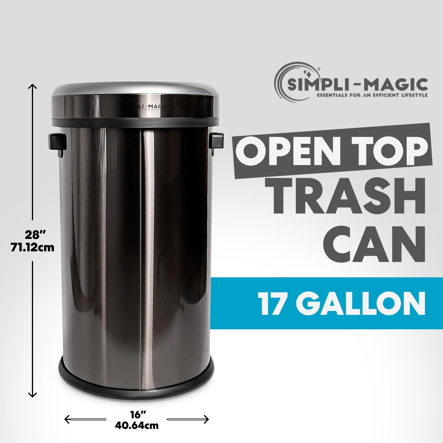 65 Liter 17 Gallon Open Top Trash Can