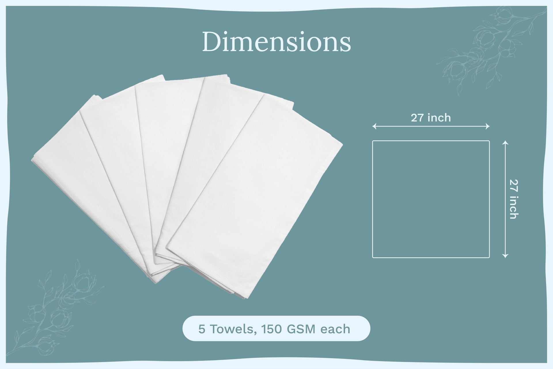 Organic Cotton Tea Towels for Embroidery (5 Count)