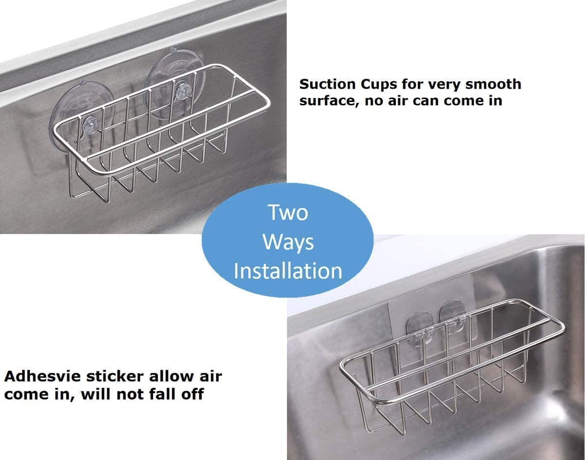 Sink Caddy Sponge Holder for Kitchen Sink Dish Cloth Hanger 2 Suspension Options