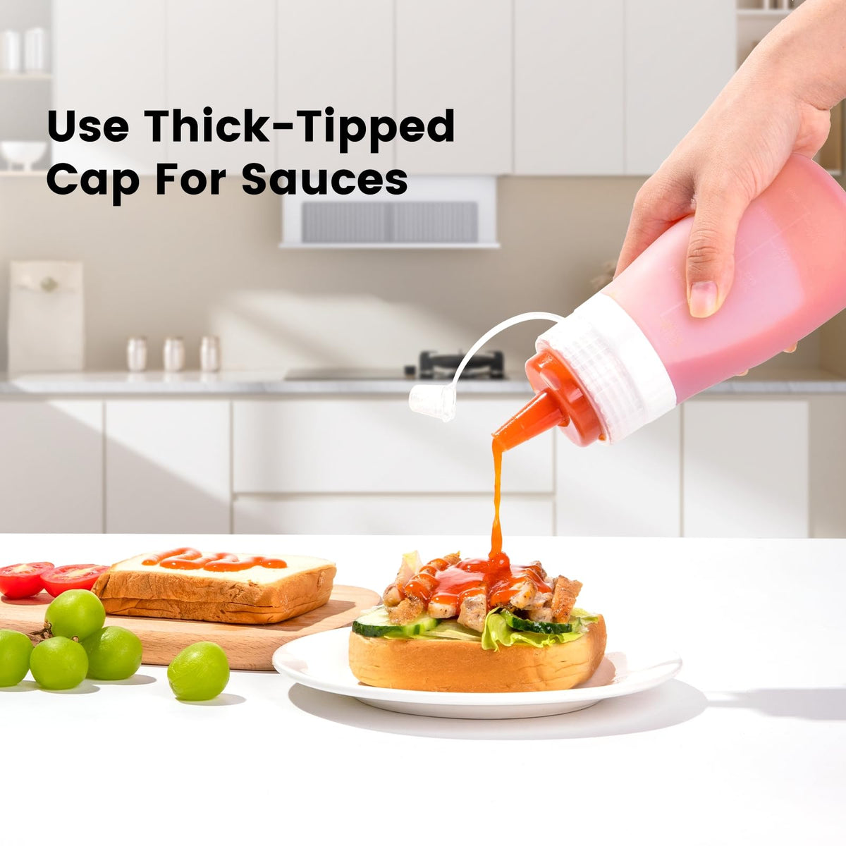 12oz Silicone Squeeze Bottles for Sauces & Oil (4 Count)