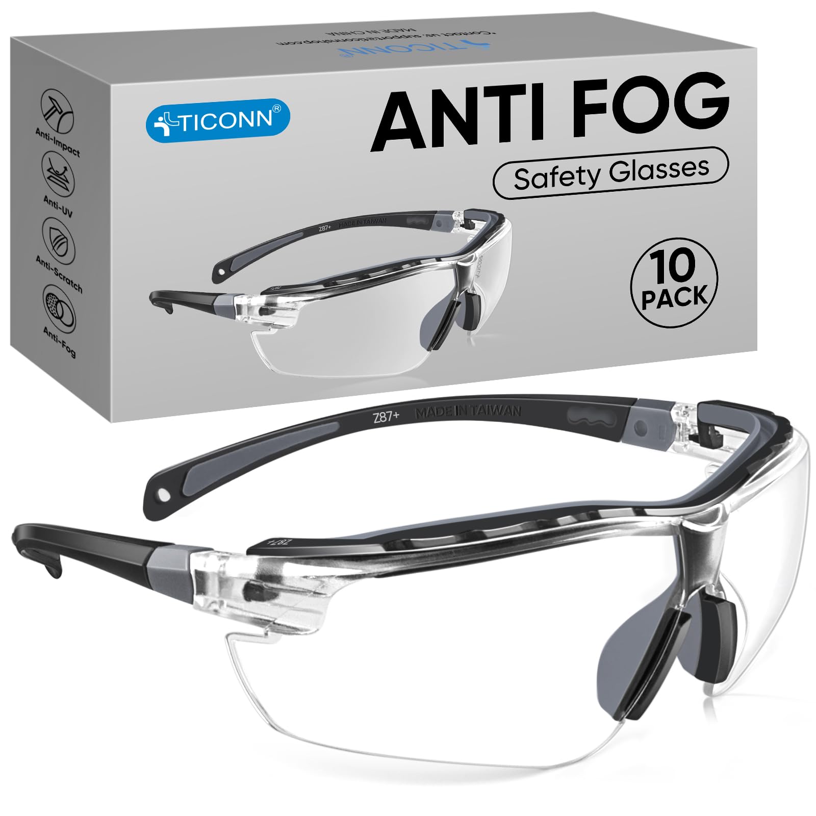 10PK Anti Fog Safety Glasses for Men & Women (10 Count)