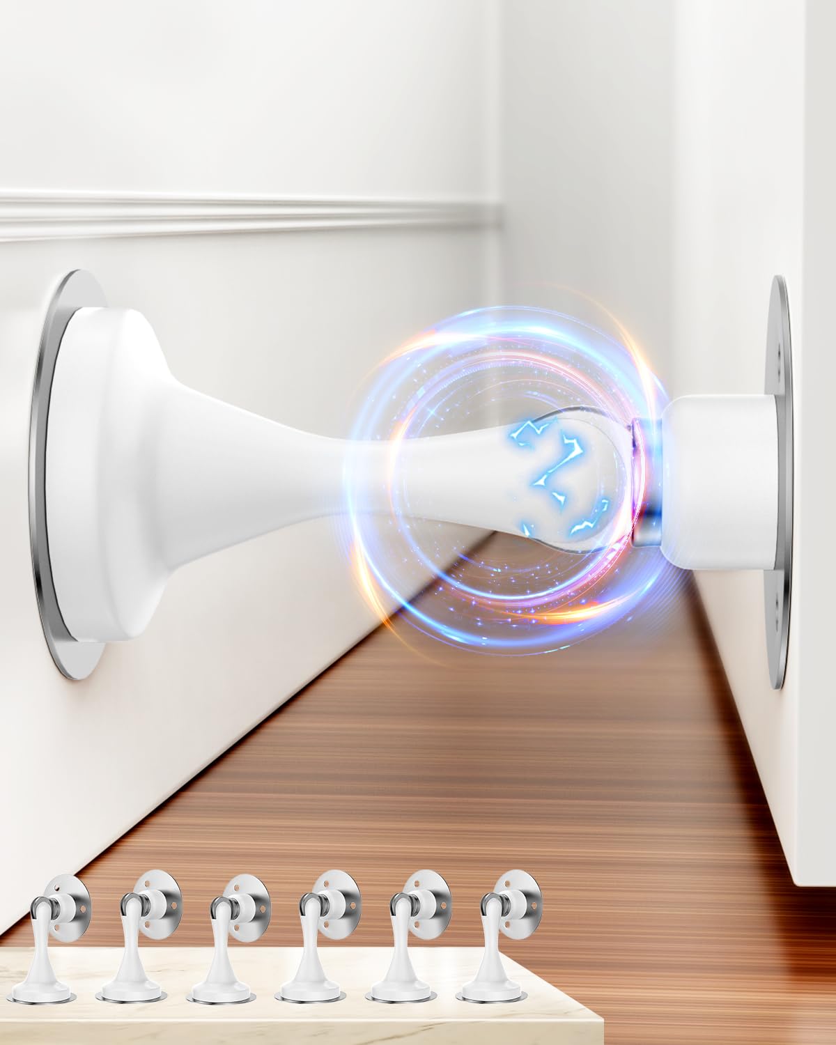 Door Stoppers Magnetic Stainless Steel Magnetic Door Stop Wall Mount 6 Pack (6 Count)