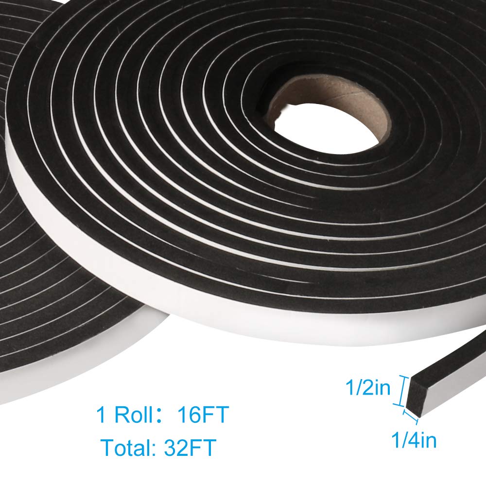 2 Rolls Foam Tape Weatheratrip for Door Window Insulation (32 Foot)
