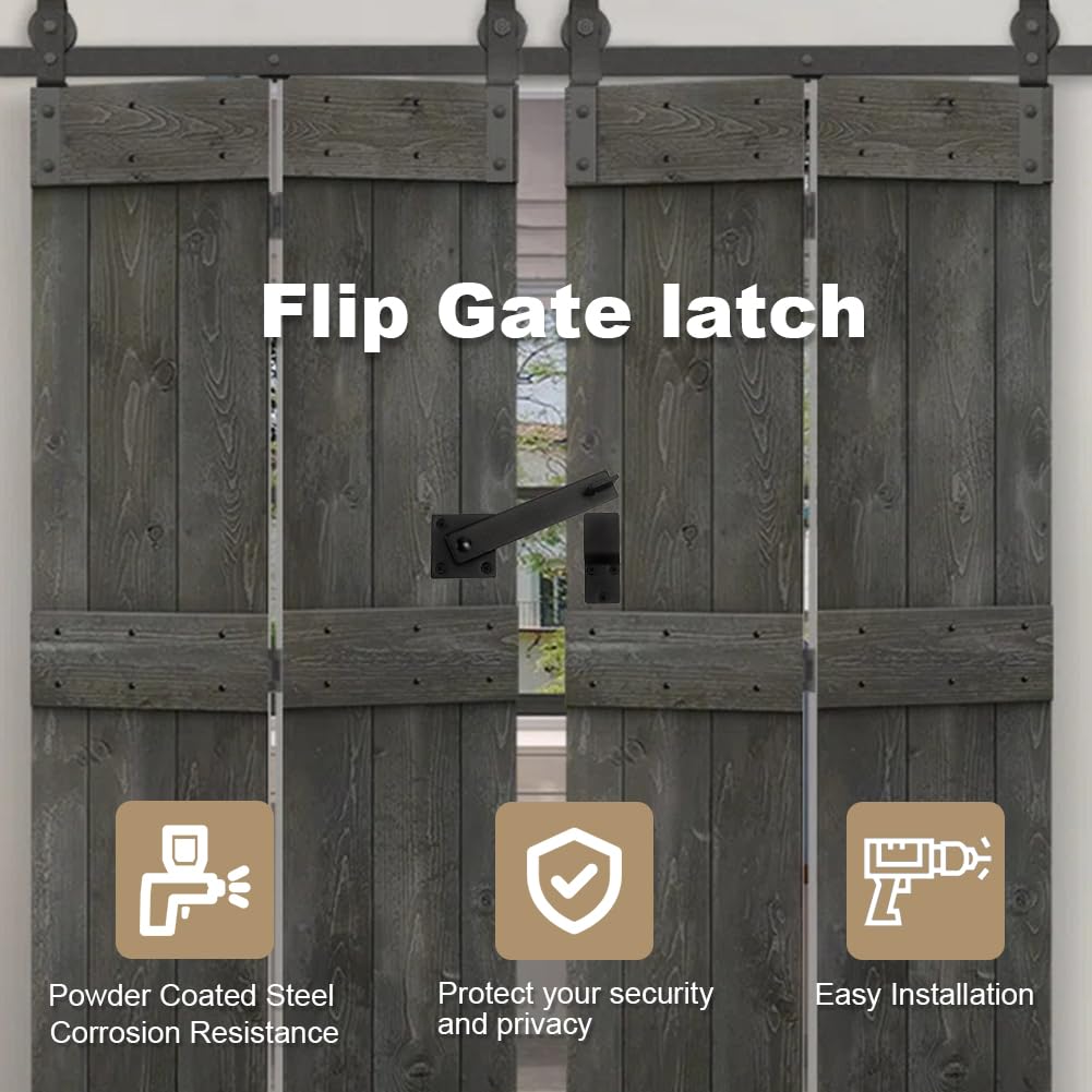 2 Pack Flip Gate Latch Lock 6'' Adjustable Barn Door Lock Hardware Safety Rustic Gate Lock for Ourdoor Wooden Fence