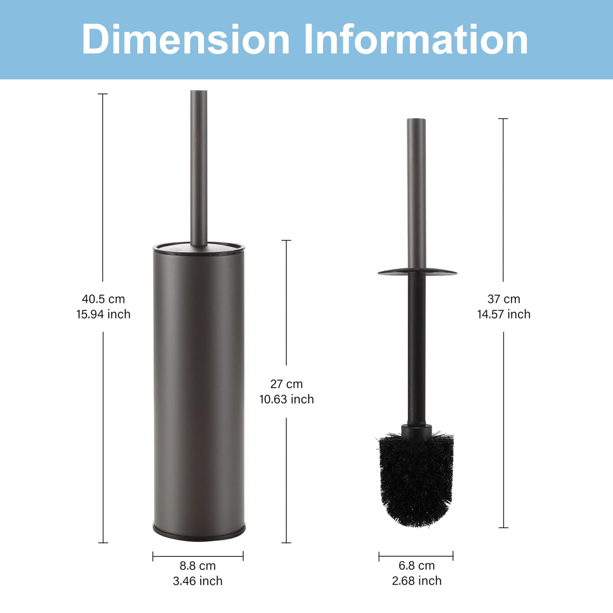 Gunmetal Grey Toilet Brush and Holder