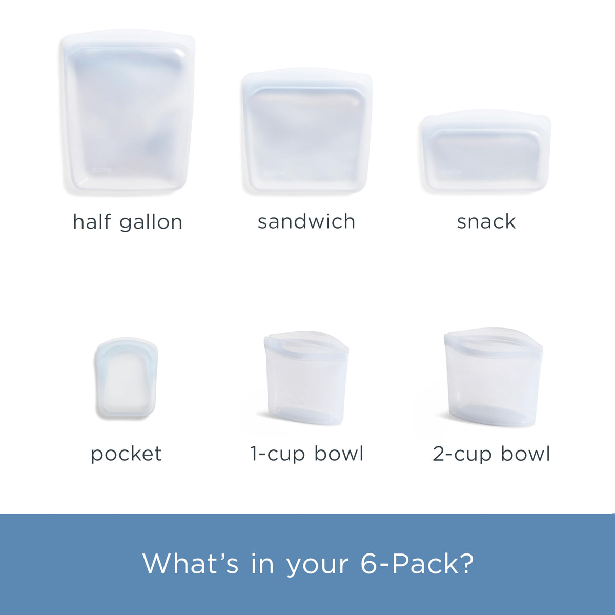 Premium Reusable Silicone Food Storage Bags (6 Count)