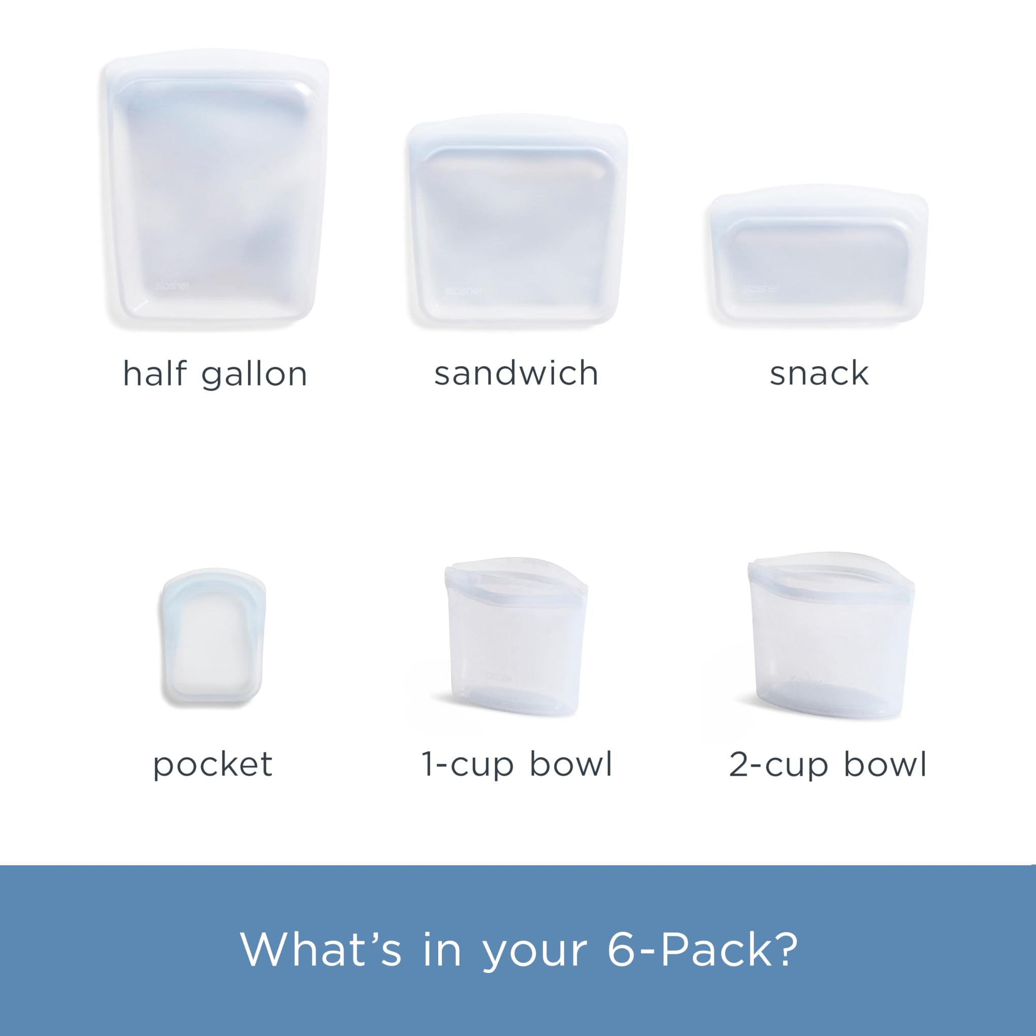 Premium Reusable Silicone Food Storage Bags (6 Count)