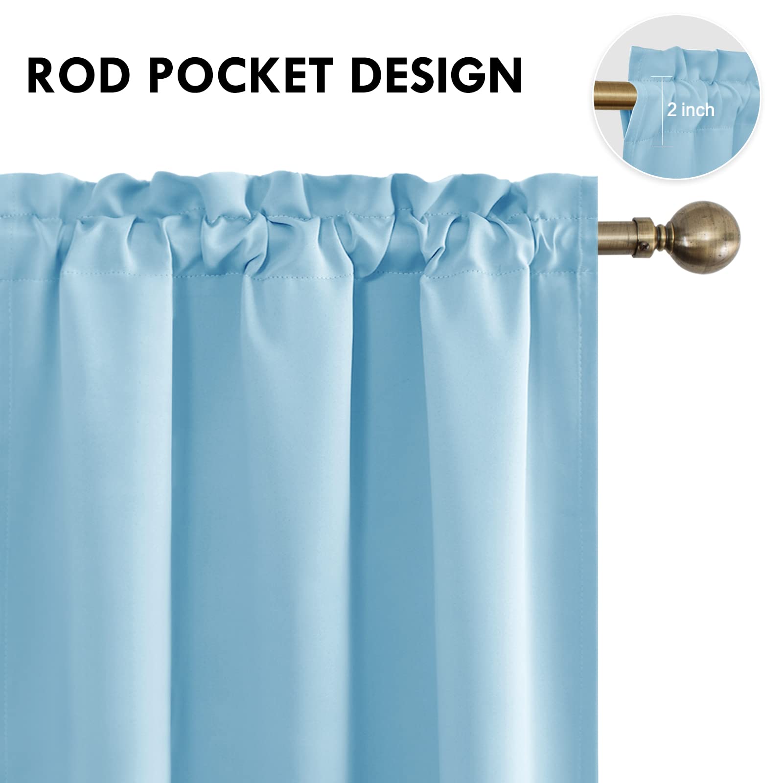 Blackout Curtains for Bedroom Living Room 38 x 72 Inch Long 2 Panels (2 Count)