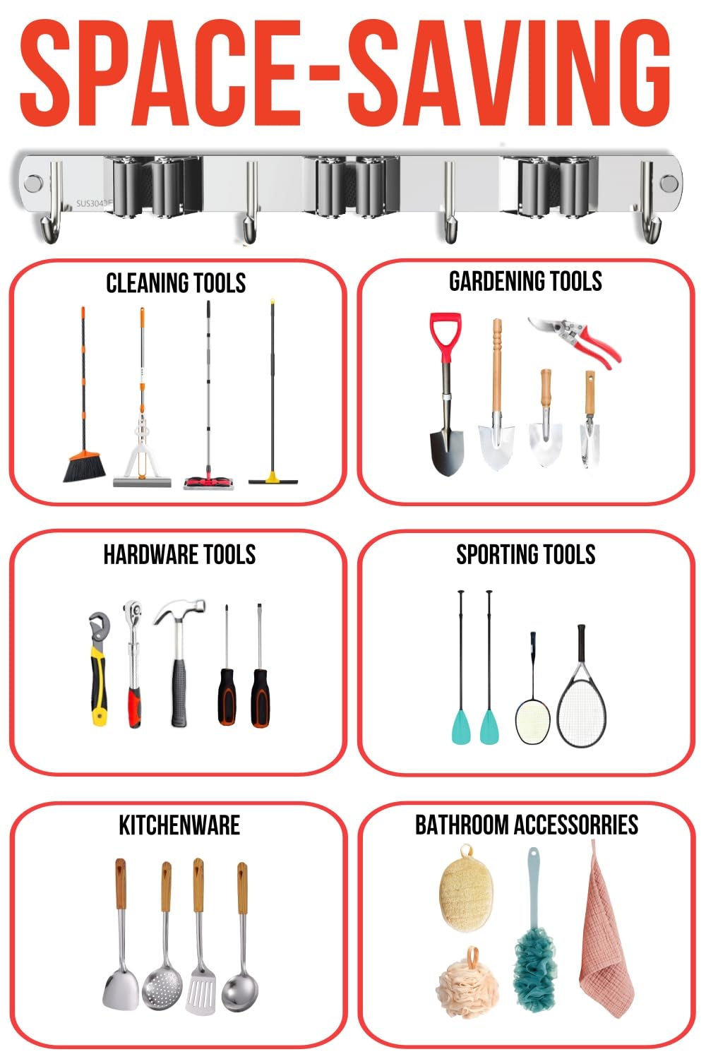 Mop and Broom Holder Wall Mount