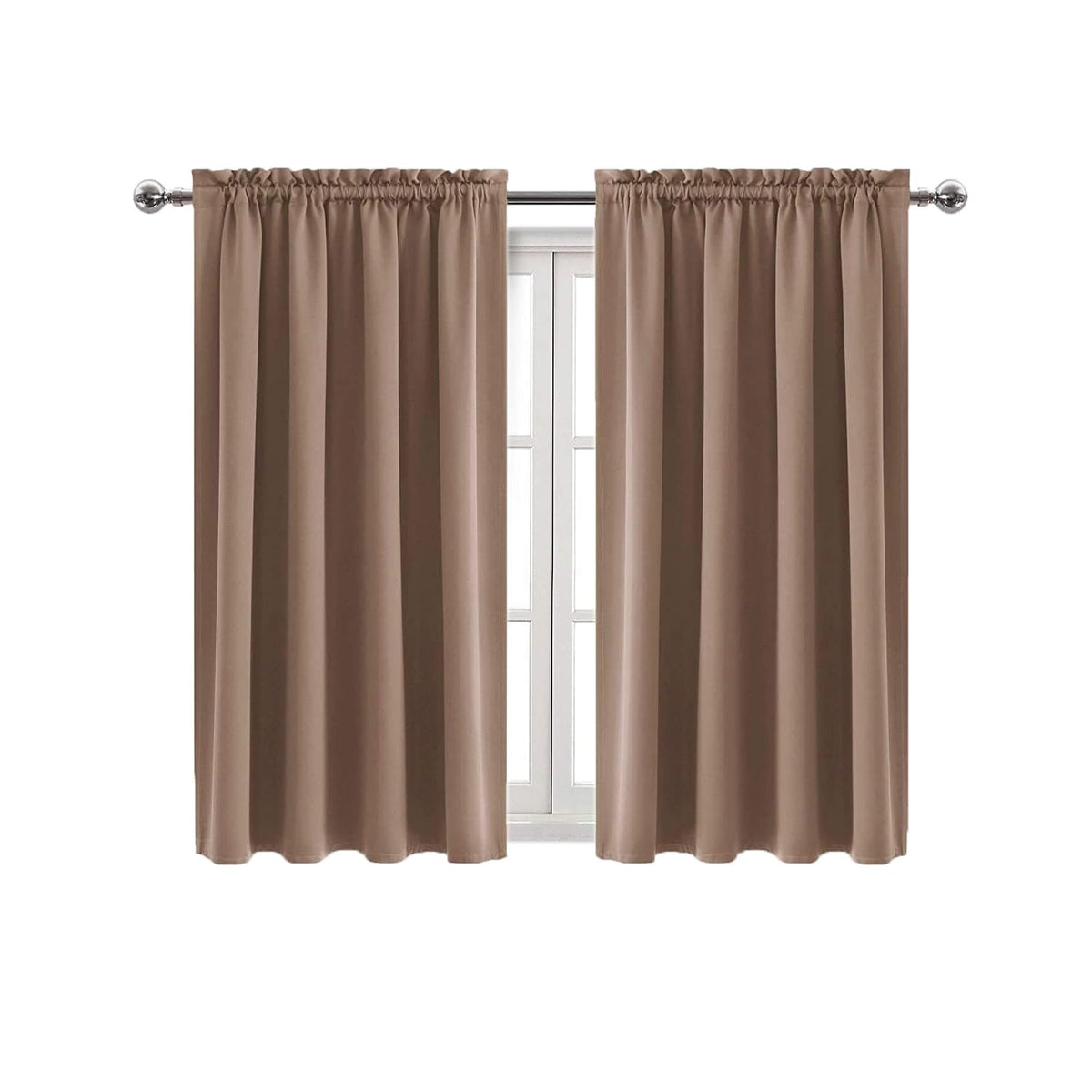 Blackout Curtains for Bedroom Living Room 52 x 54 Inch Long Khaki (2 Count)