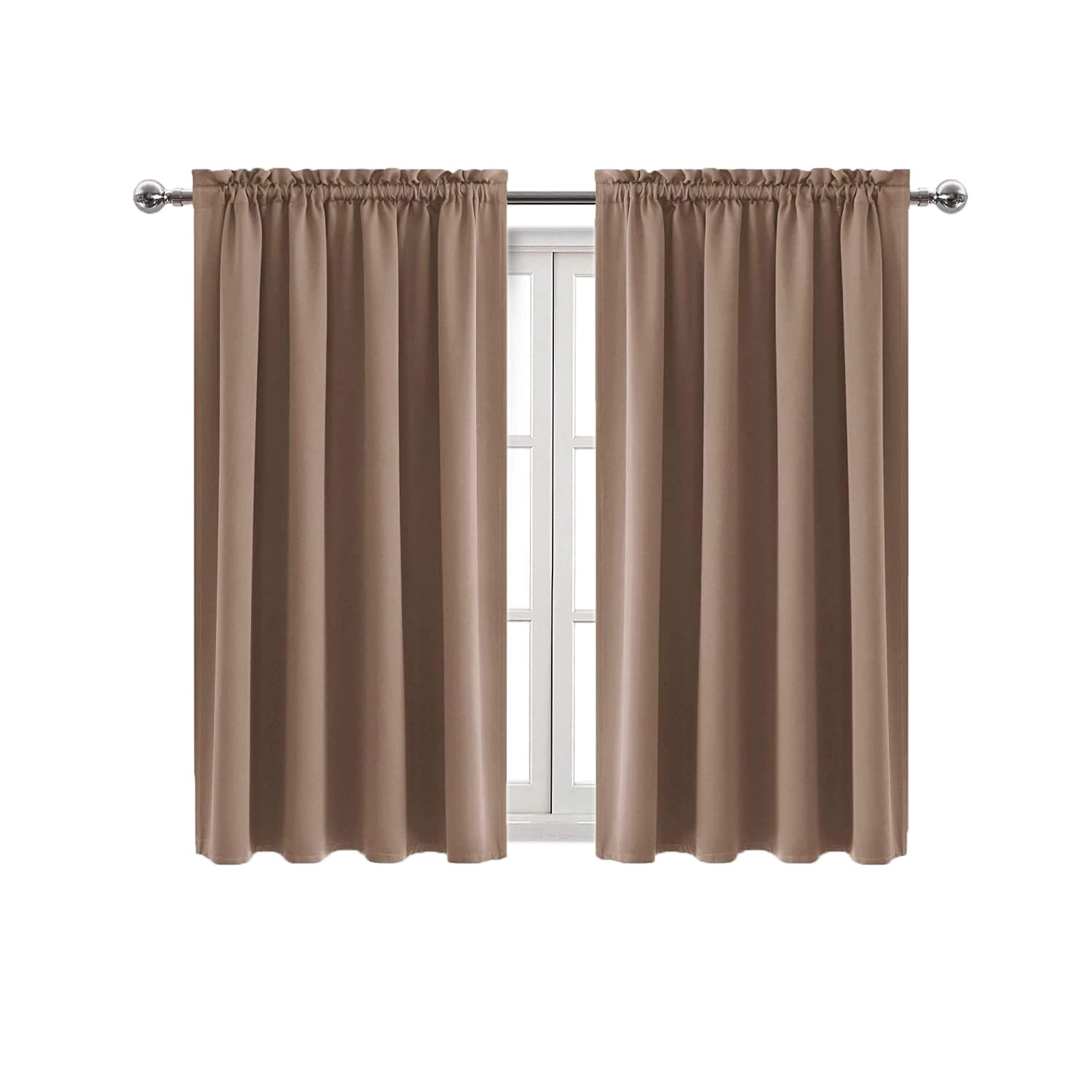 Blackout Curtains for Bedroom Living Room 52 x 54 Inch Long Khaki (2 Count)
