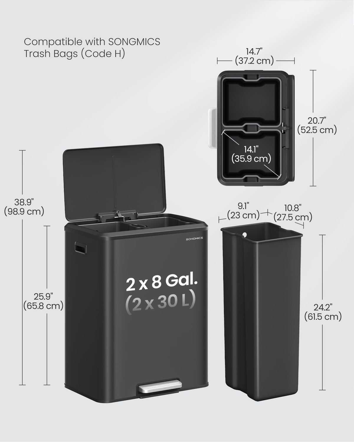 Trash Can 2 x 8 Gallon