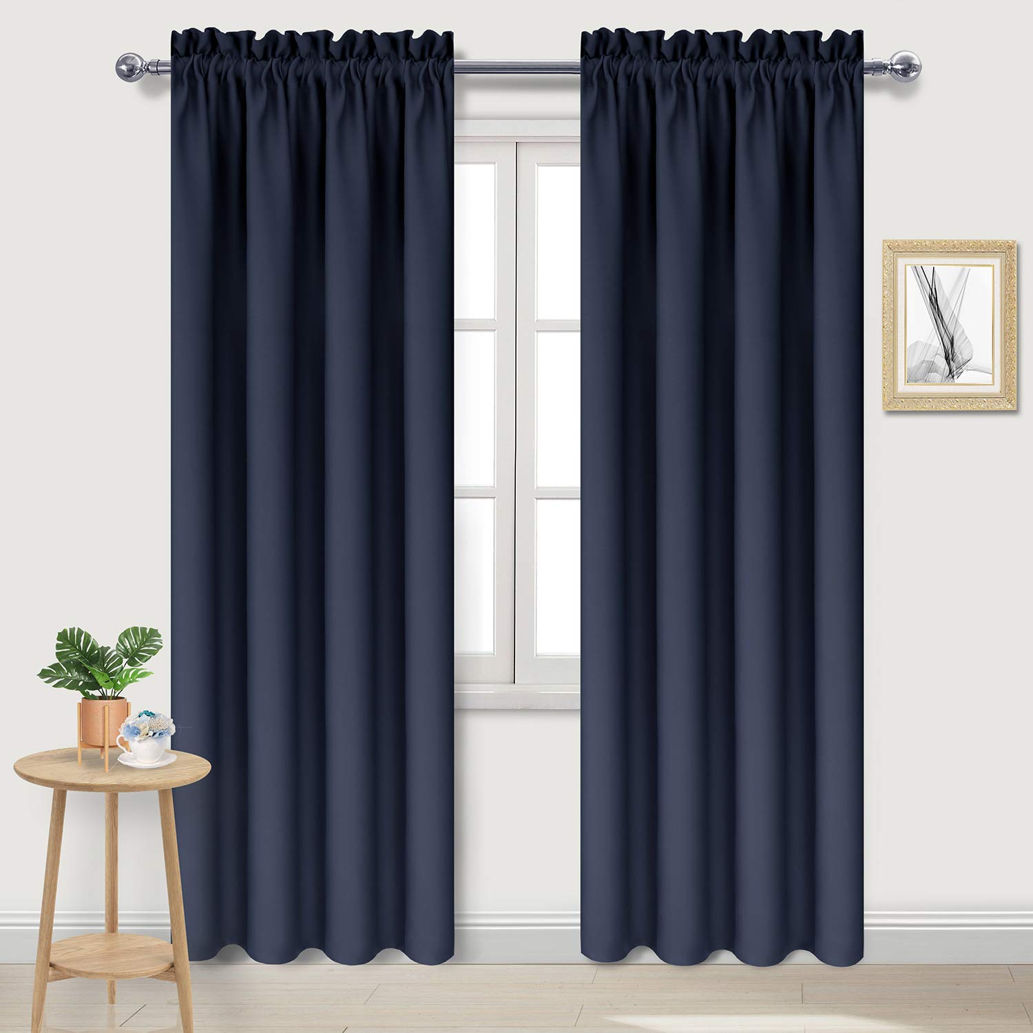 Blackout Curtains for Bedroom Living Room 38 x 84 Inch Long Navy (2 Count)